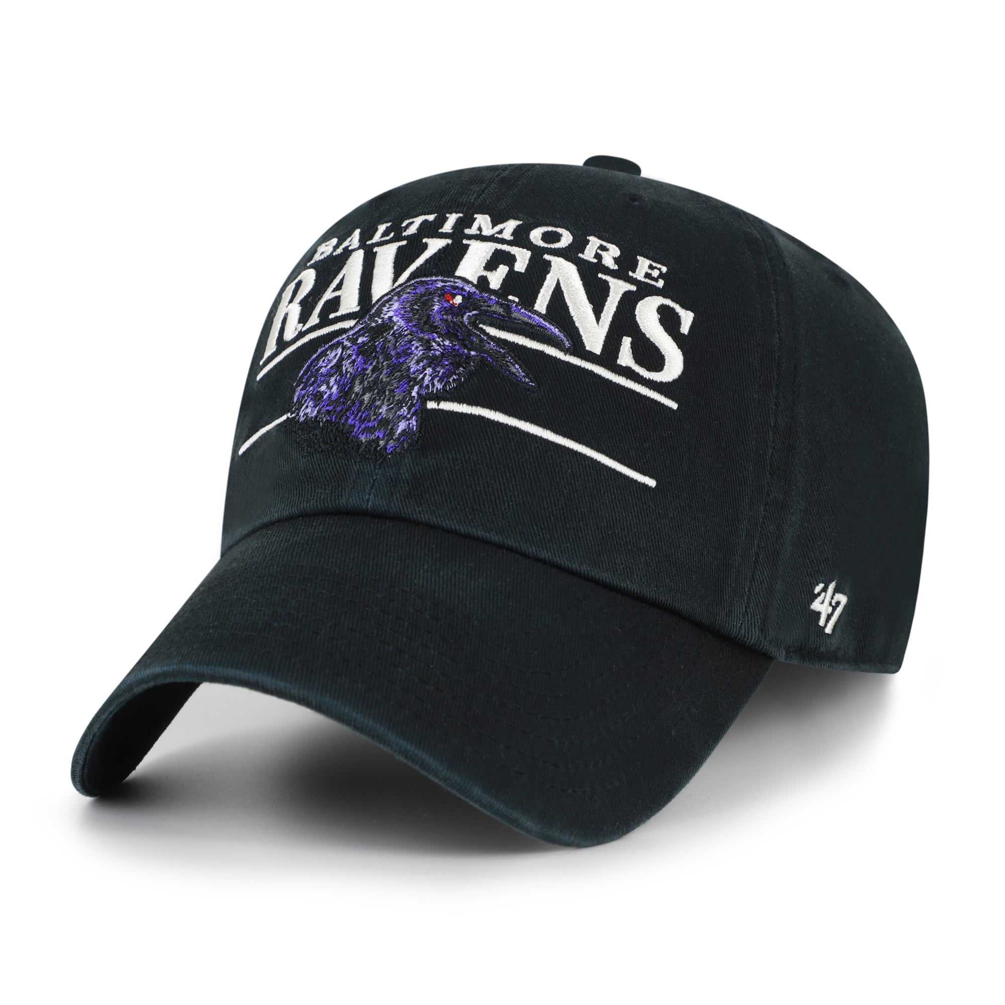 Casquette ajustable noire Baltimore Ravens « 47 » pour homme, style rétro.