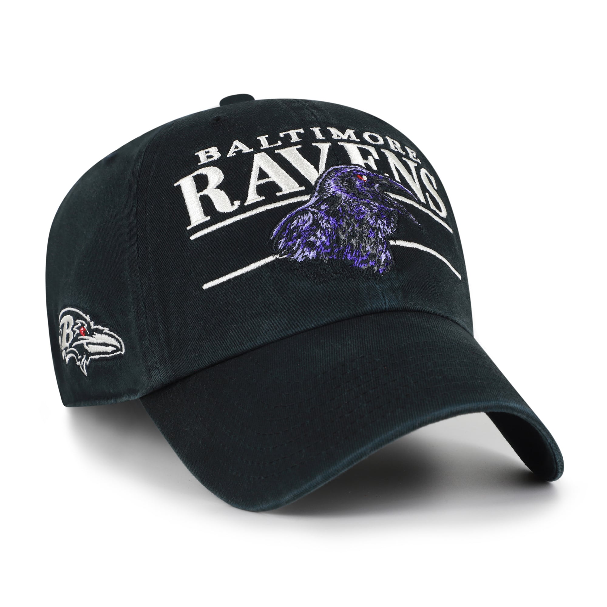 Men's '47 Black Baltimore Ravens Throwback Graphic Clean Up Adjustable Hat