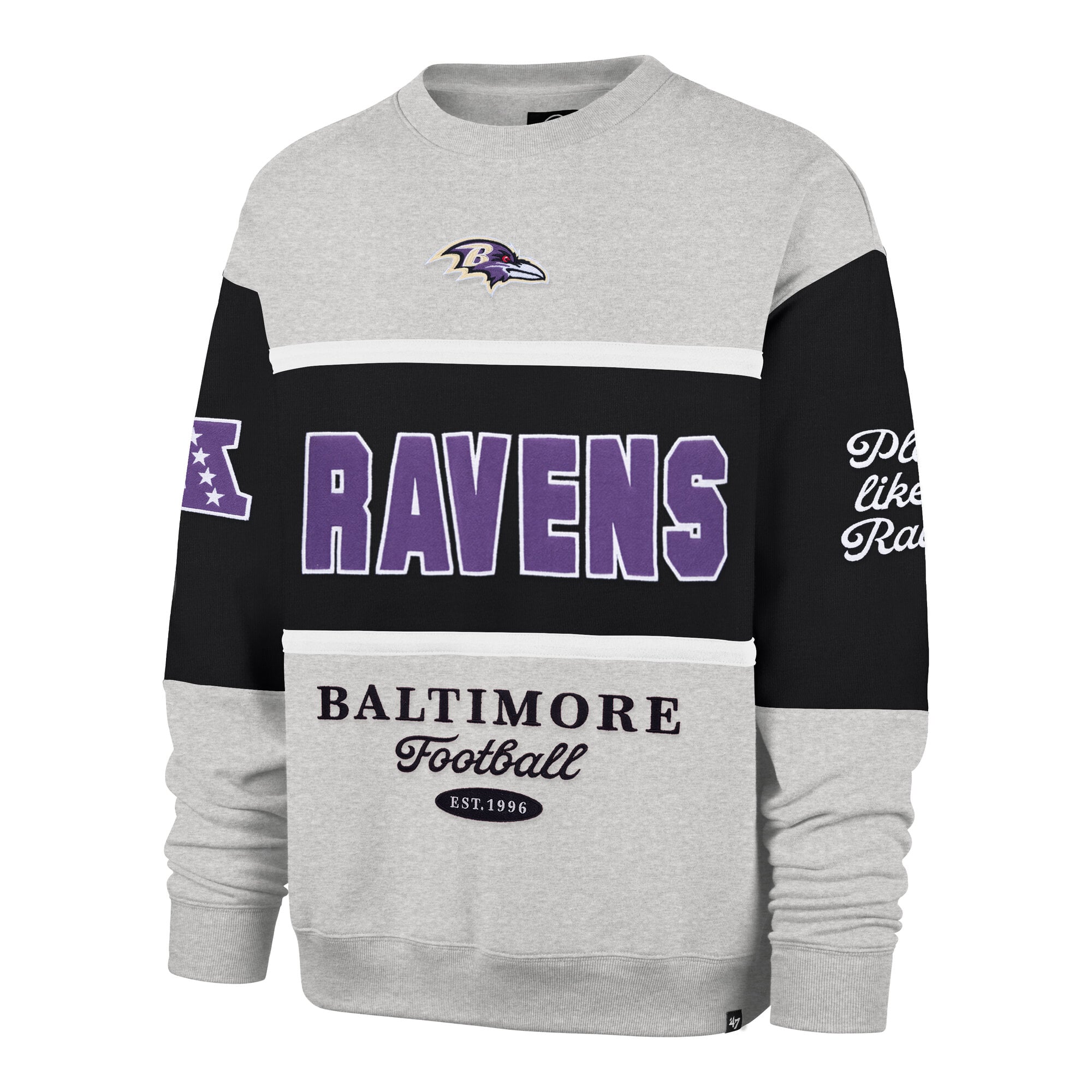 Sweat-shirt homme '47 Baltimore Ravens Blockfield Maximalist noir/gris chiné