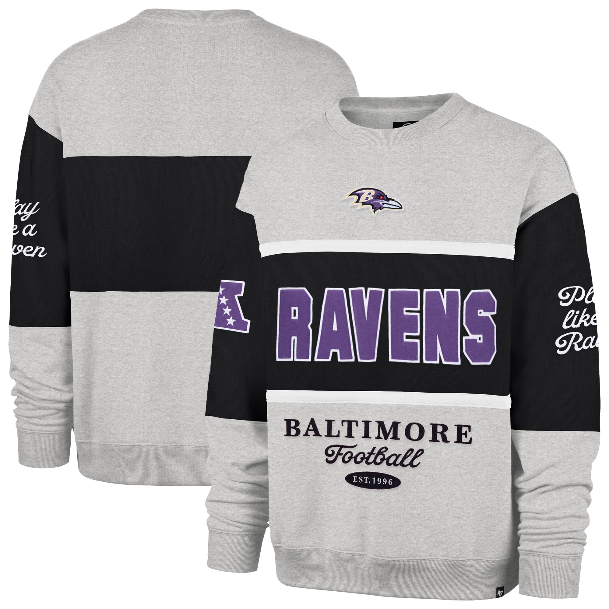 Sweat-shirt homme '47 Baltimore Ravens Blockfield Maximalist noir/gris chiné