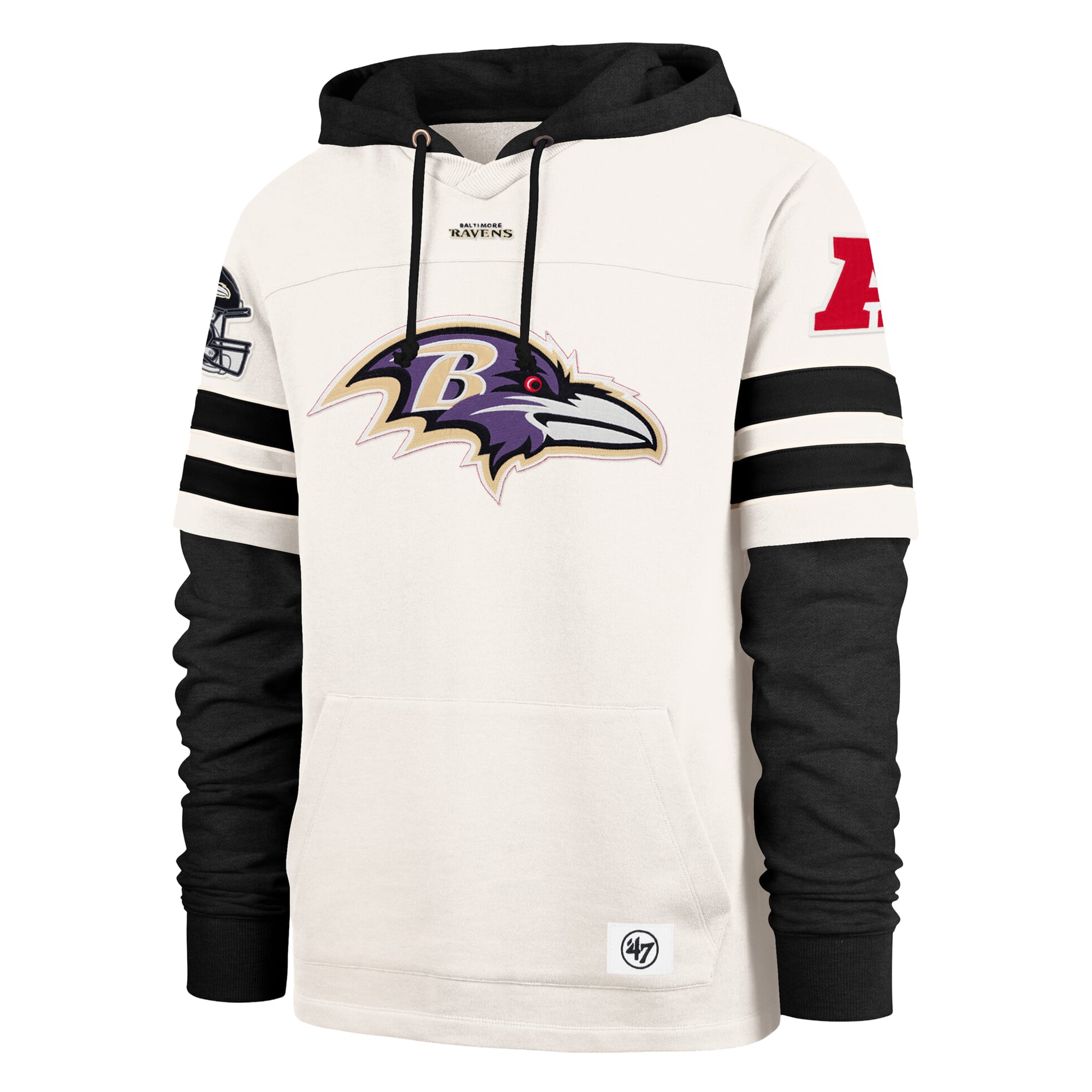 Sweat à capuche pour homme '47 Cream Baltimore Ravens Split Zone Cornerback Duo Lacer