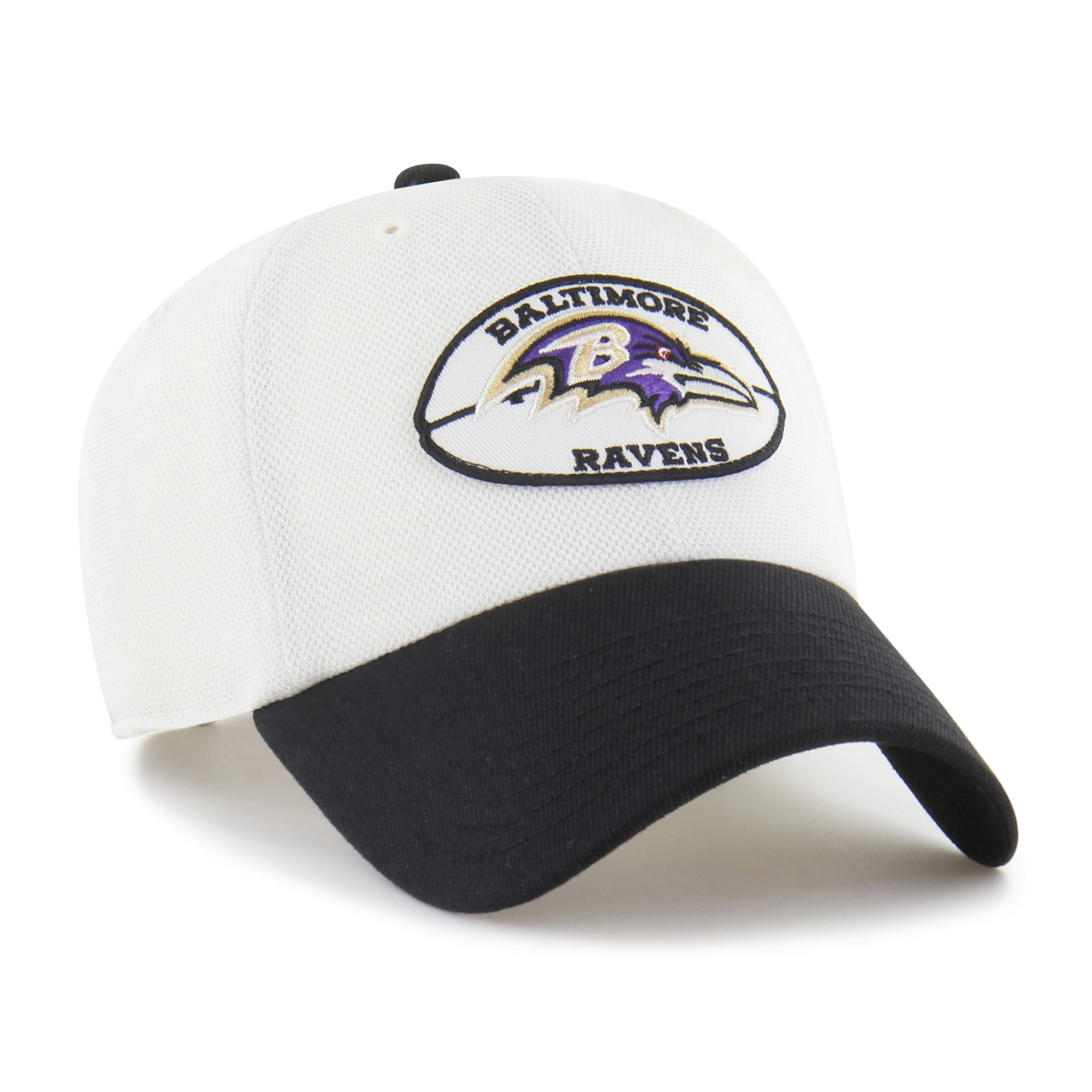 Men's '47 Cream/Black Baltimore Ravens Pique Patch Clean Up Adjustable Hat