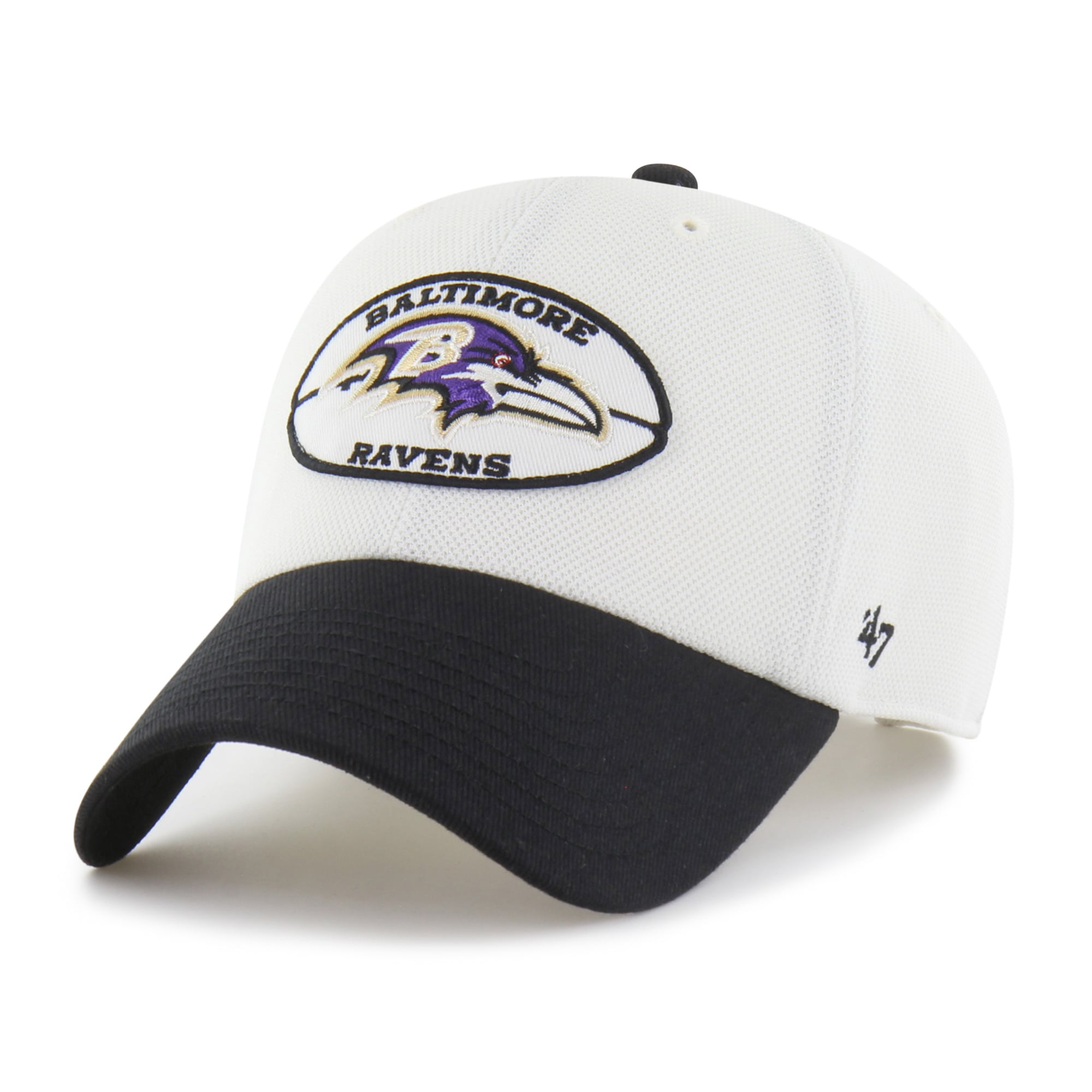 Men's '47 Cream/Black Baltimore Ravens Pique Patch Clean Up Adjustable Hat