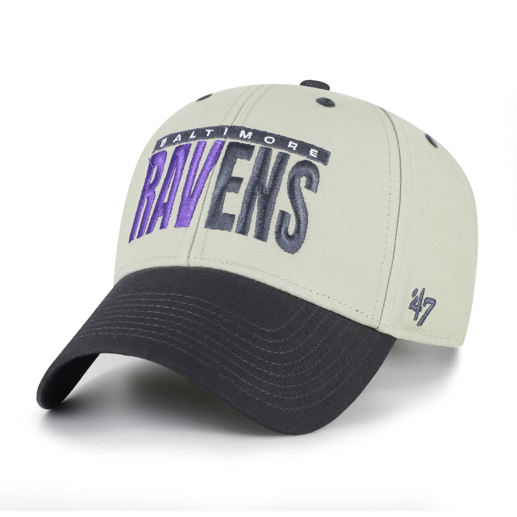 Casquette ajustable pour homme '47 Baltimore Ravens grise/noire, inscription demi-bloc MVP