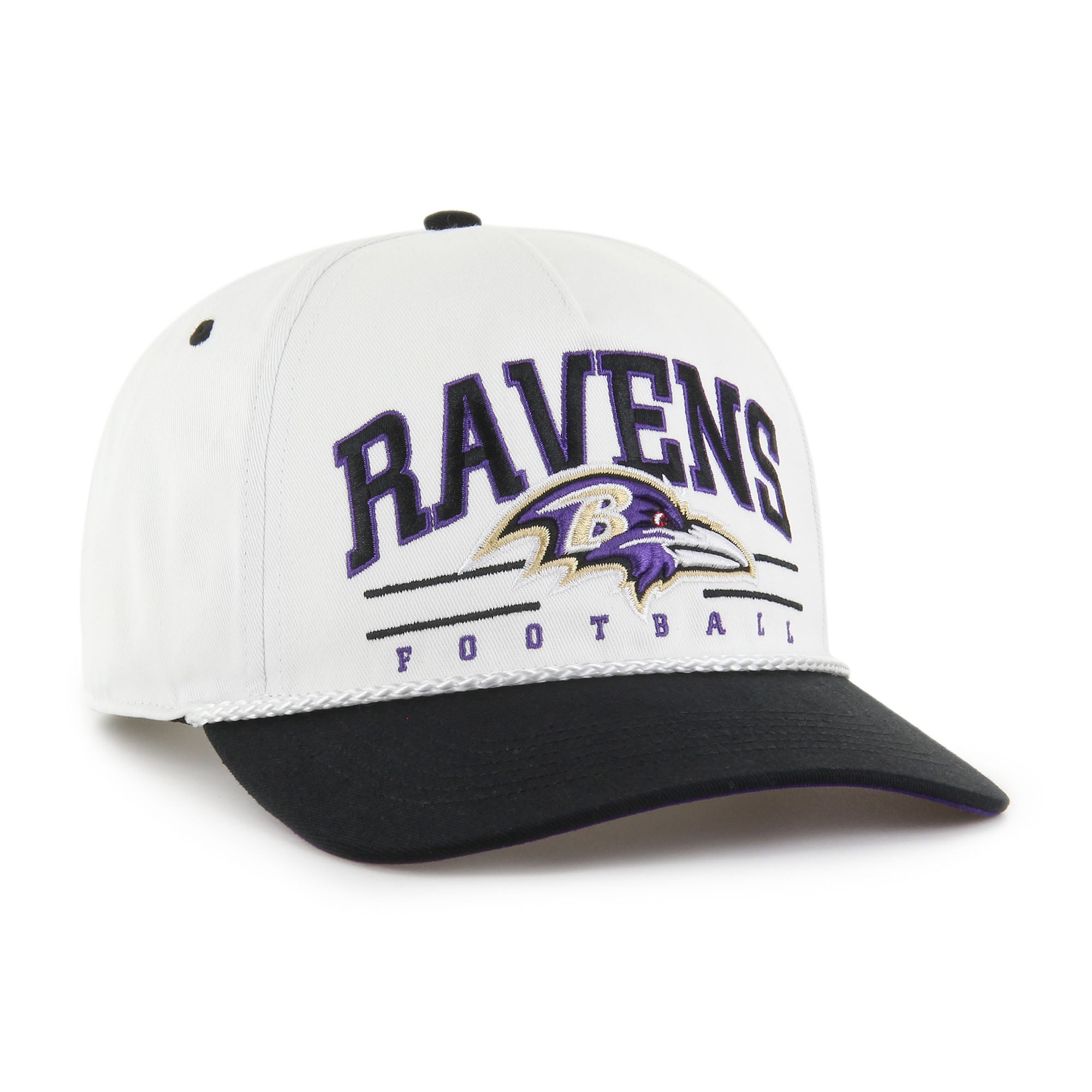 Men's '47 White/Black Baltimore Ravens Roscoe Two-Toned Hitch Adjustable Hat
