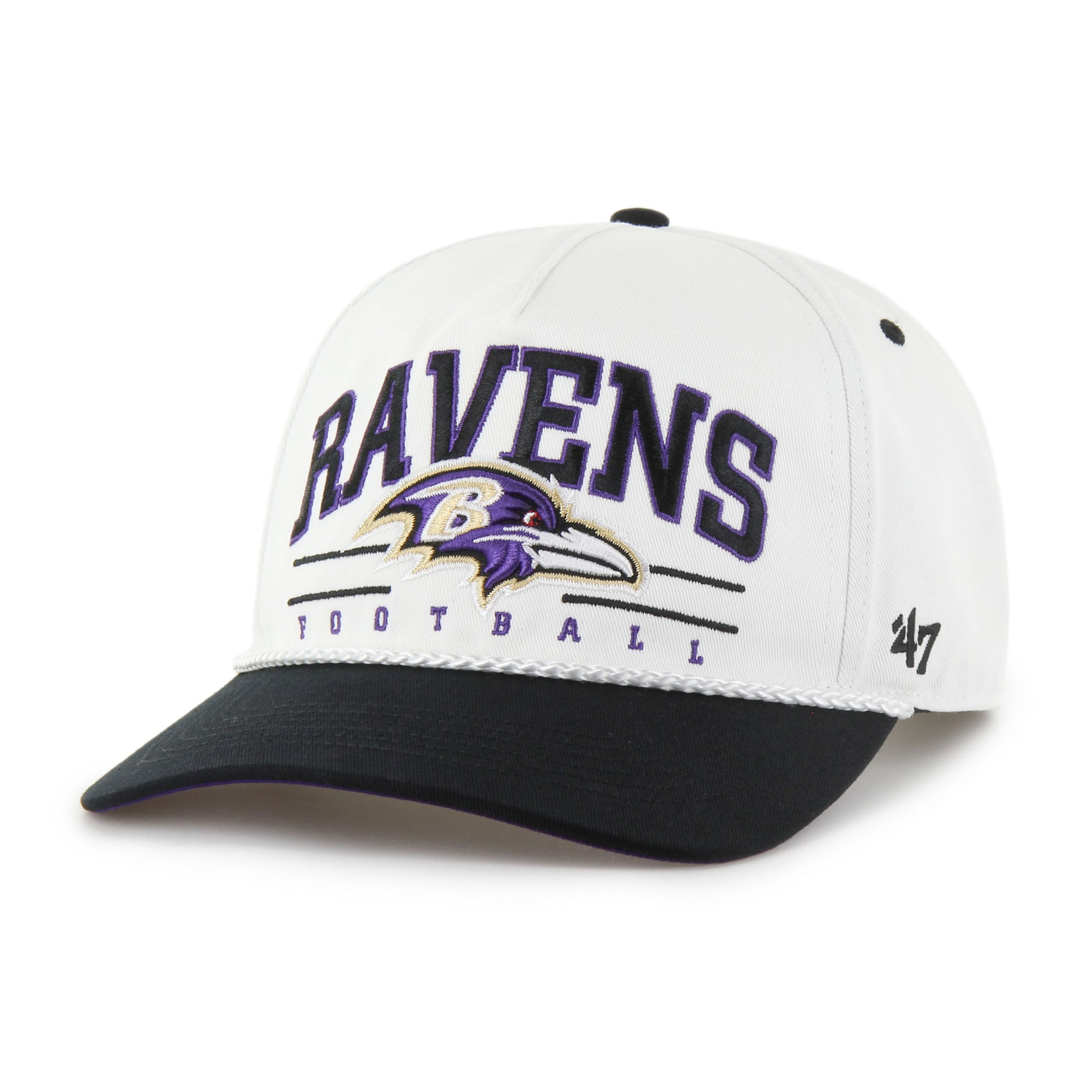 Men's '47 White/Black Baltimore Ravens Roscoe Two-Toned Hitch Adjustable Hat
