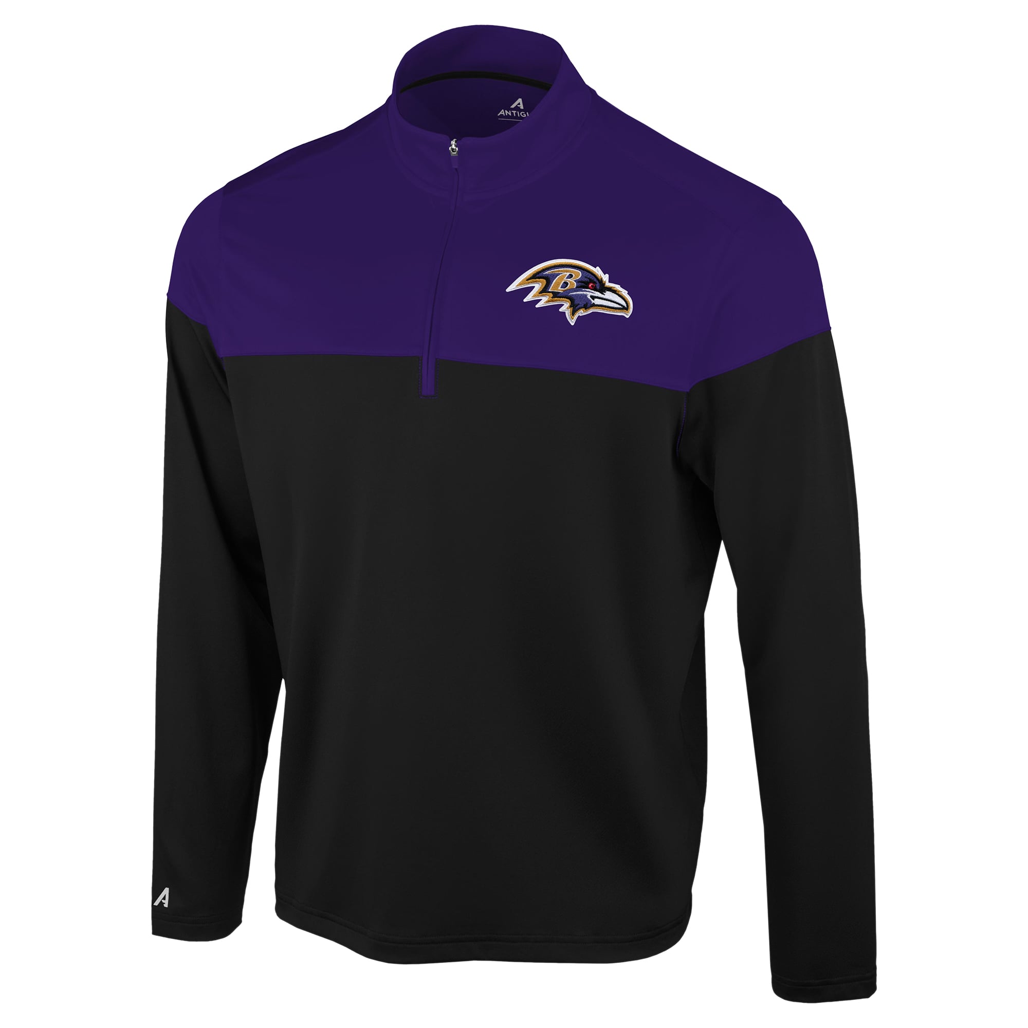 Pull à col zippé Antigua noir/violet Baltimore Ravens pour homme