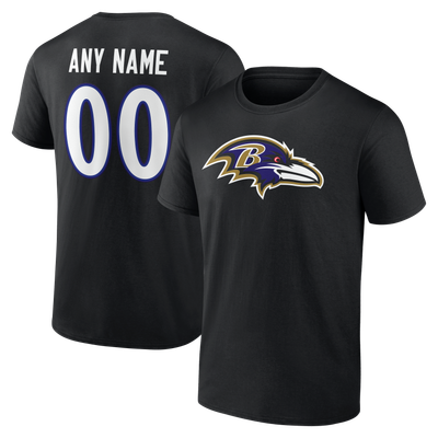 Baltimore Ravens Big & Tall Team Authentic Personalized Name & Number T-Shirt - Black
