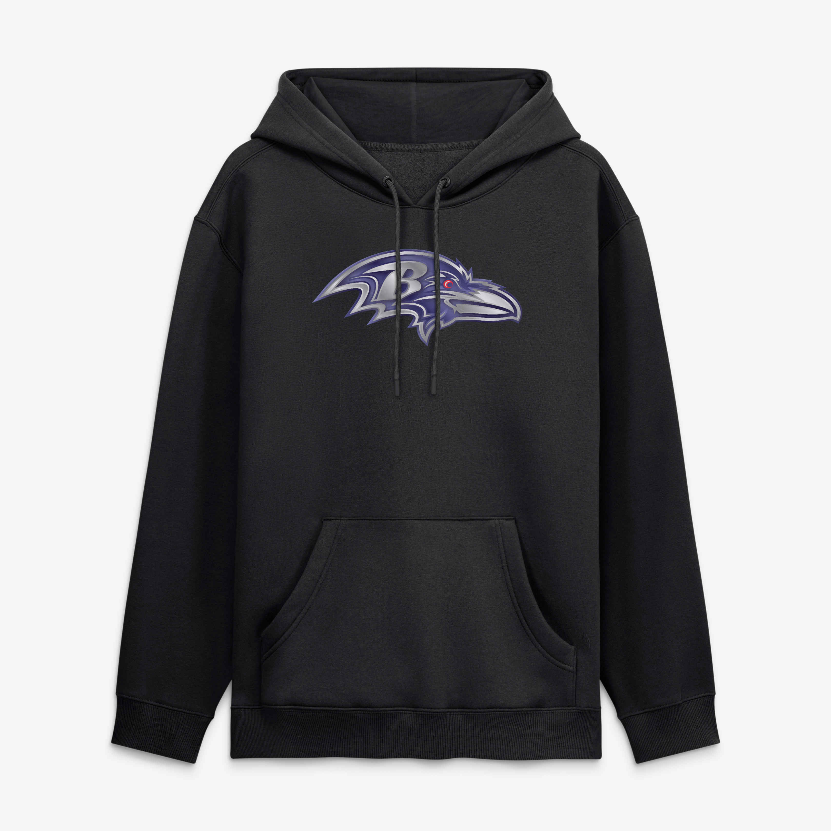 Sweat à capuche noir pour homme avec mascotte métallique des Ravens de Baltimore