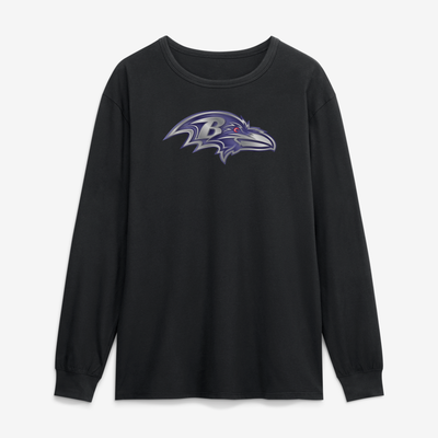 Baltimore Ravens  Metallic Mascot Long Sleeve T-Shirt - Black