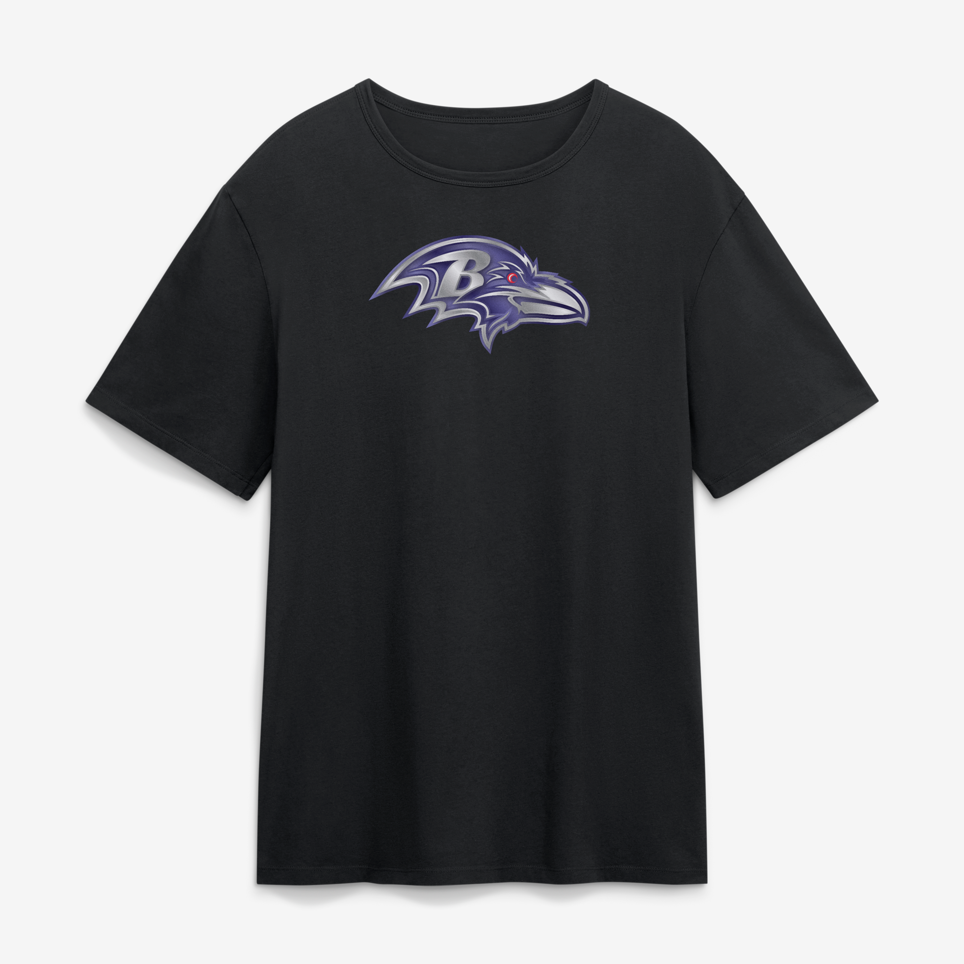 T-shirt noir pour homme avec mascotte métallique des Ravens de Baltimore
