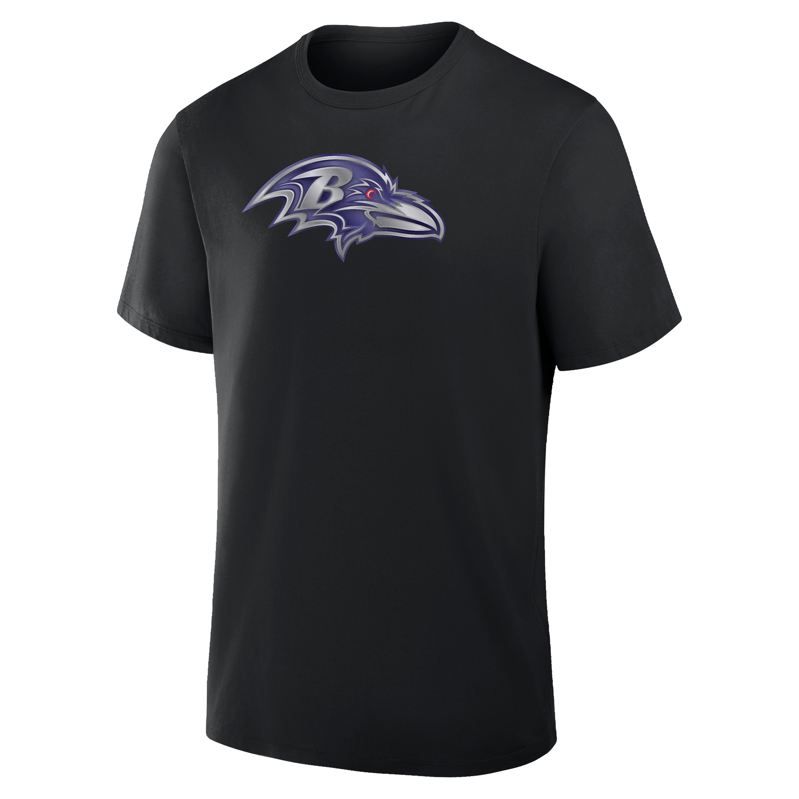 T-shirt noir pour homme avec mascotte métallique des Ravens de Baltimore