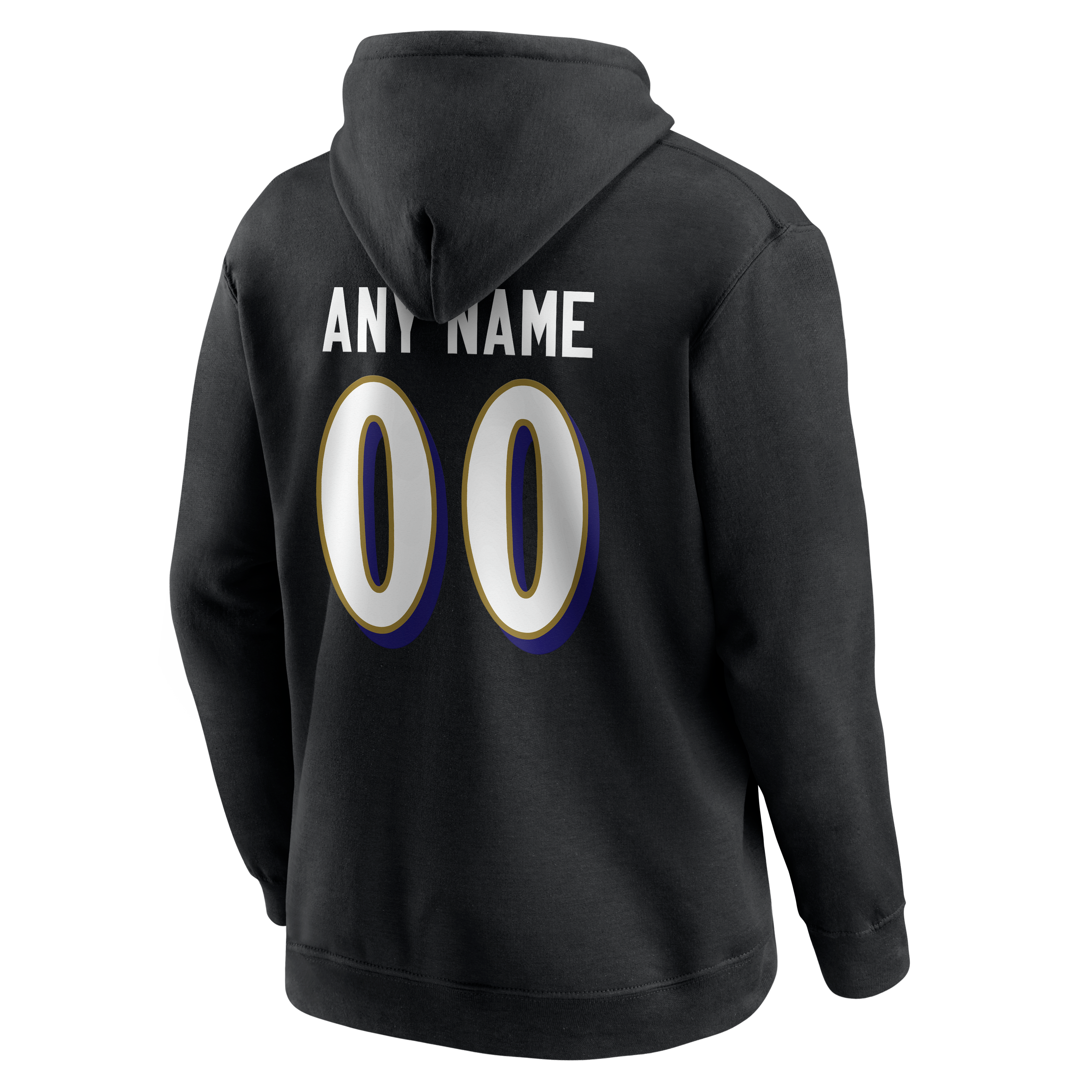 Men's Black Baltimore Ravens Team Authentic Personalized Name & Number Hoodie