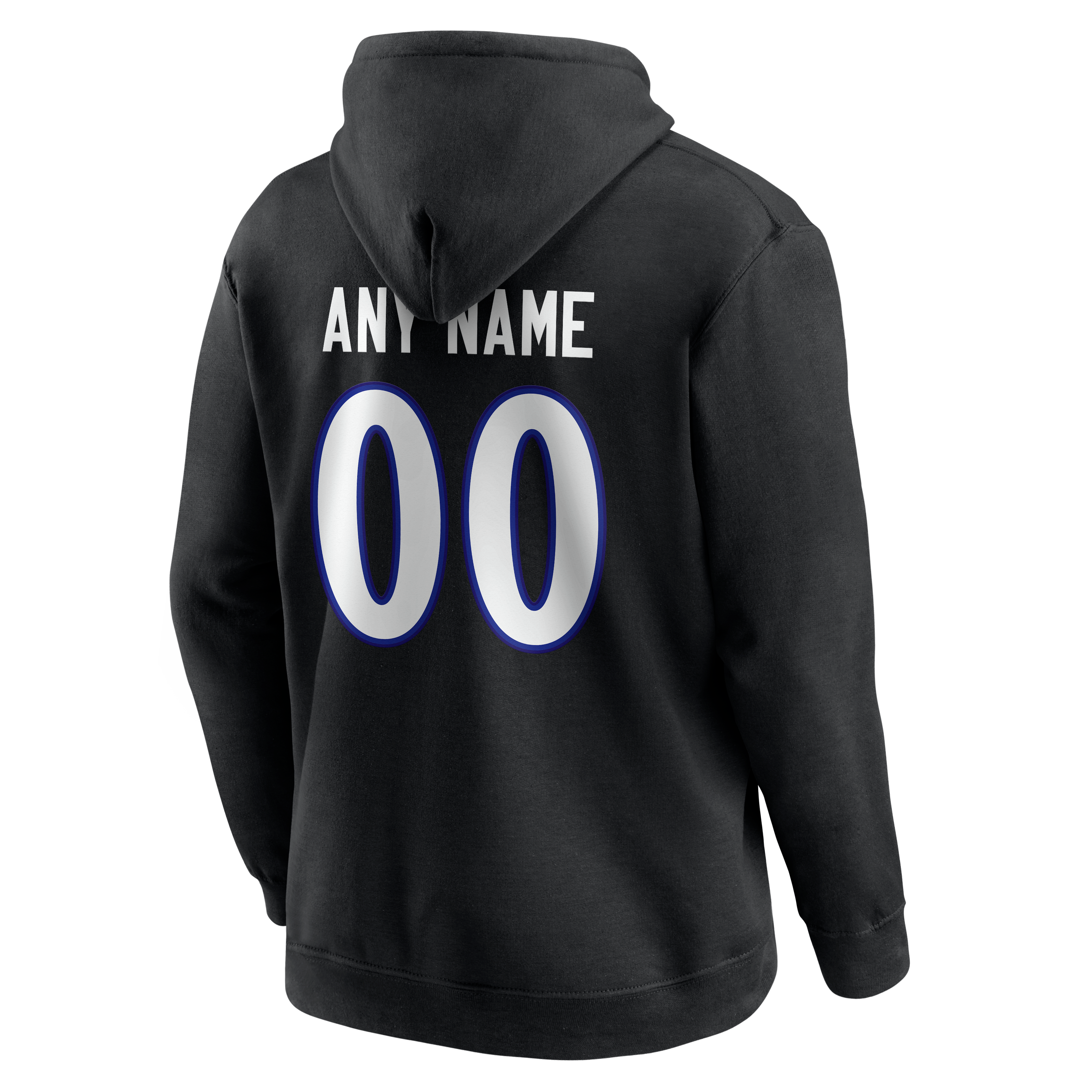 Sweat à capuche noir authentique pour homme des Ravens de Baltimore, personnalisé avec nom et numéro.