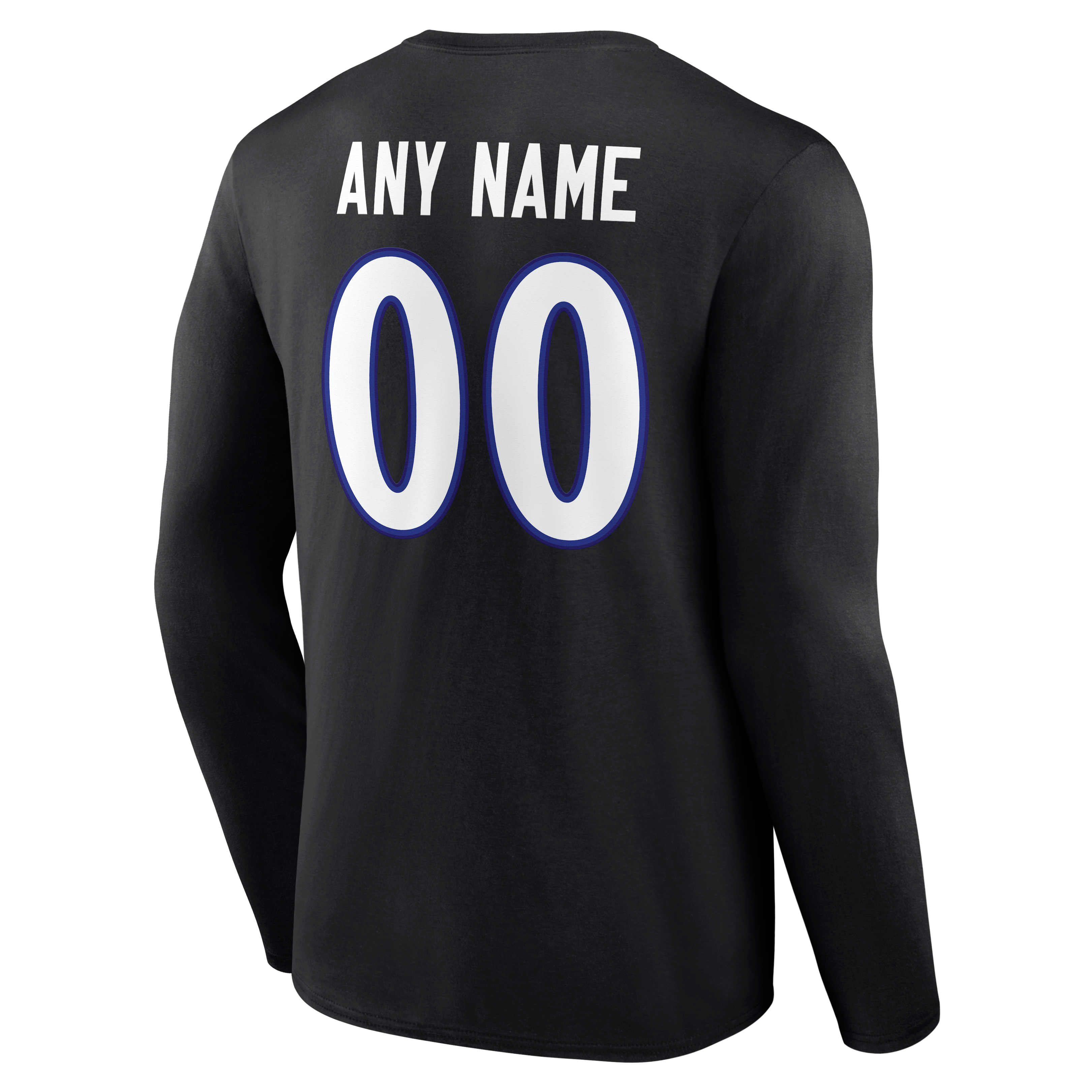 T-shirt à manches longues noir authentique pour homme des Ravens de Baltimore, personnalisé avec nom et numéro