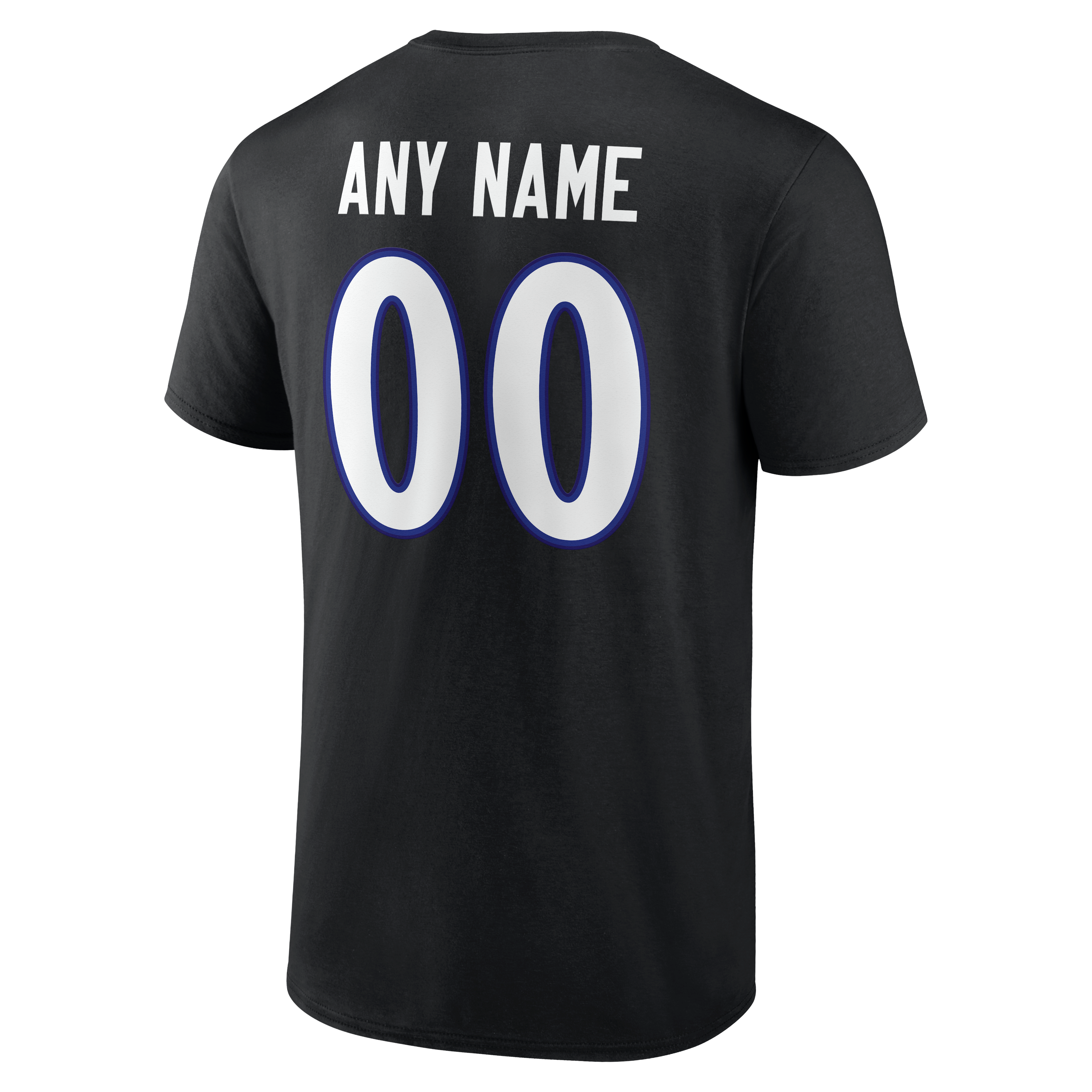 T-shirt noir authentique pour homme des Ravens de Baltimore, personnalisé avec nom et numéro