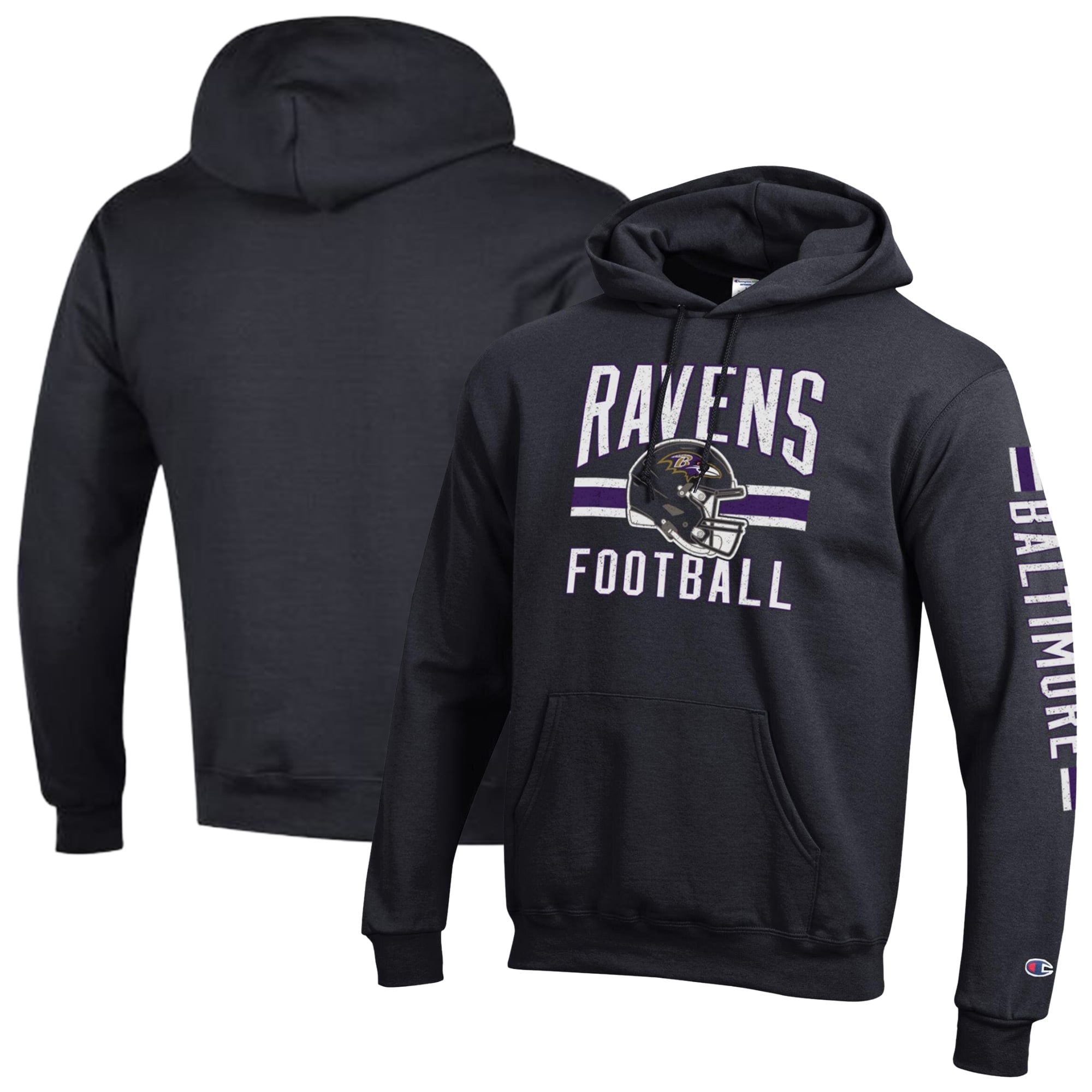 Sweat à capuche Champion noir Baltimore Ravens Powerblend pour homme
