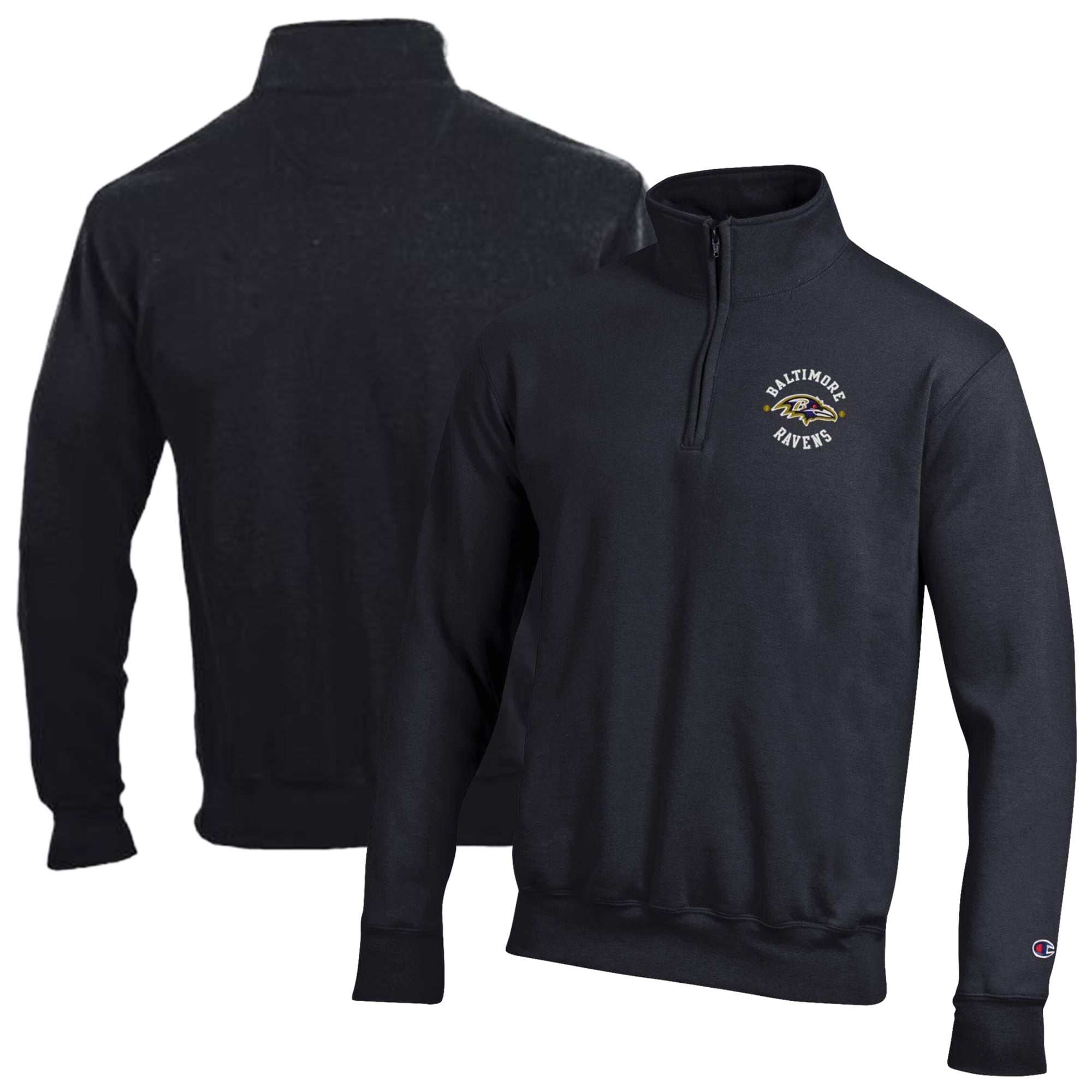 Pull à col zippé Champion noir Baltimore Ravens Powerblend pour homme
