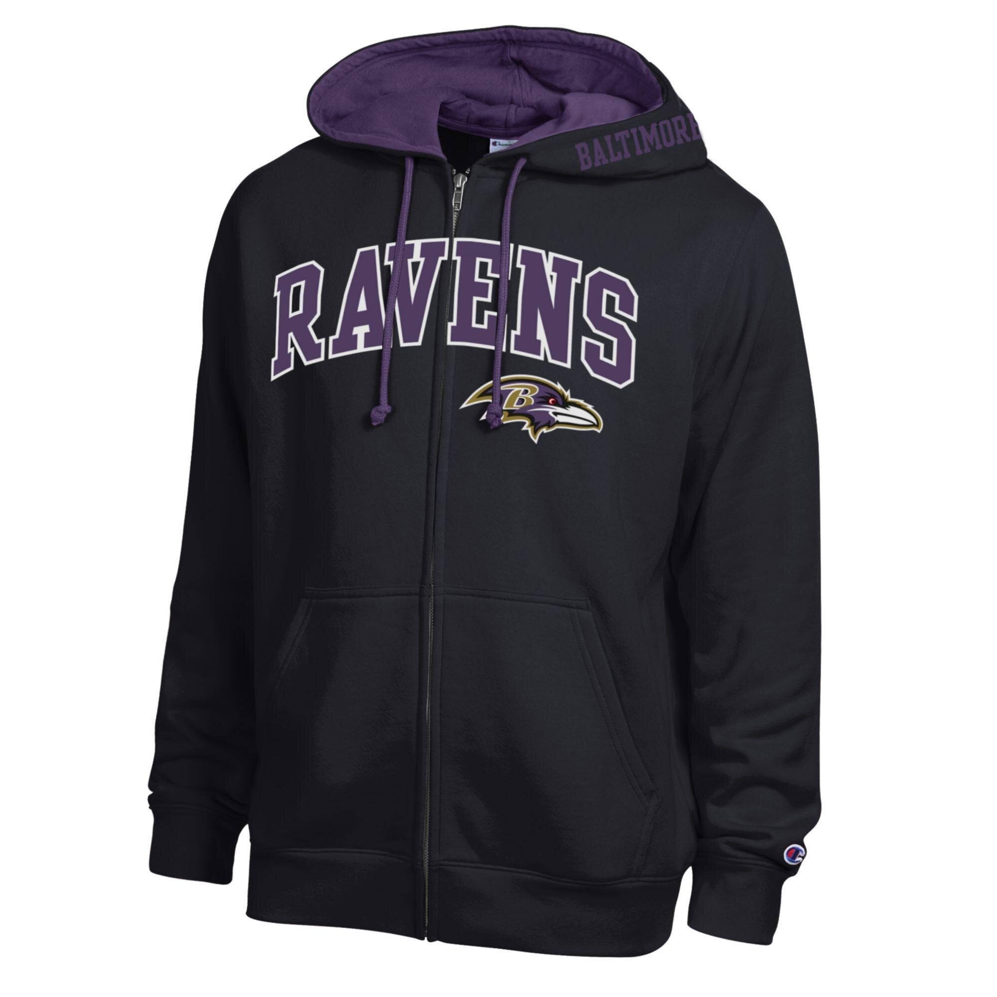 Men's Champion Black/Purple Baltimore Ravens Full-Zip Hoodie