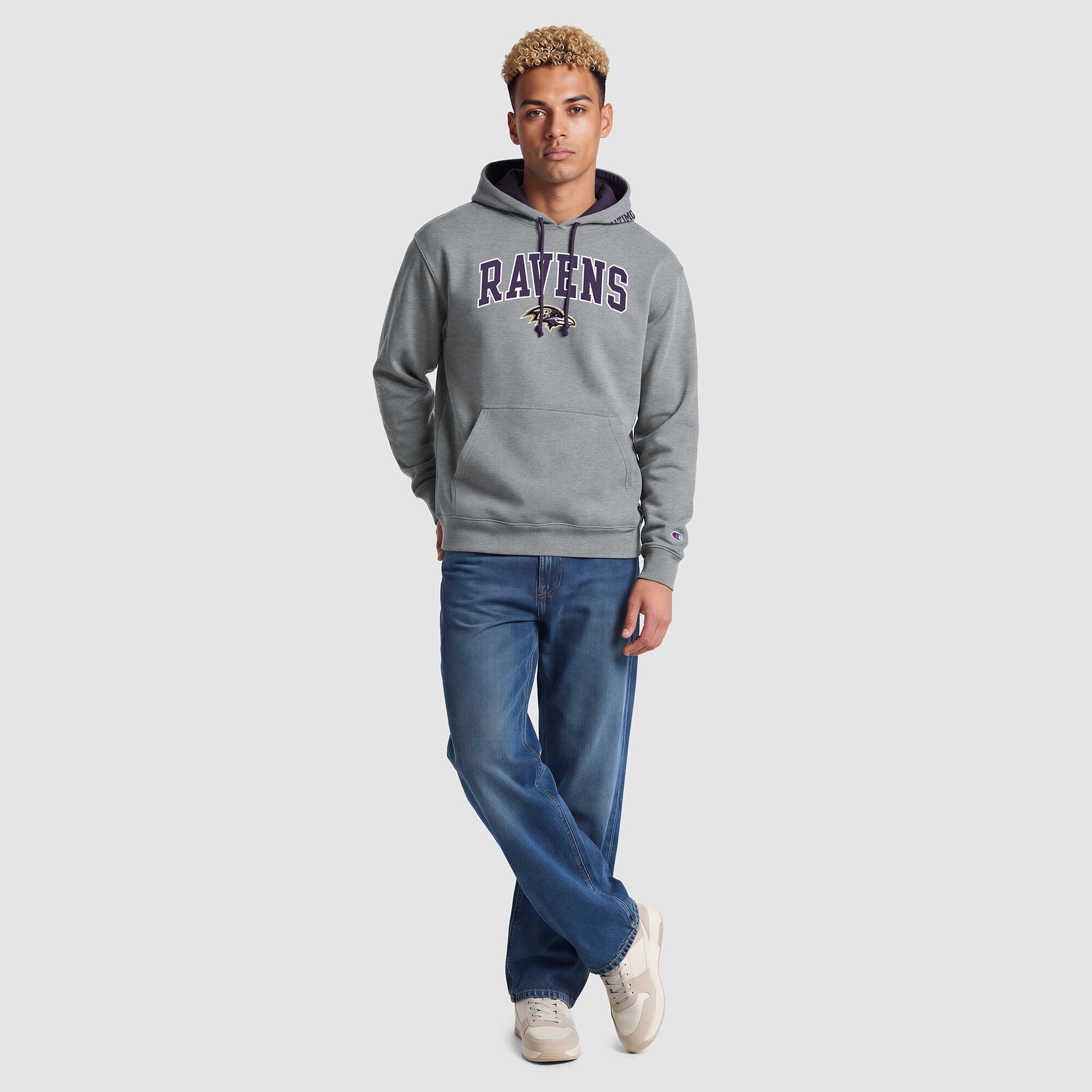 Sweat à capuche contrasté violet/noir des Ravens de Baltimore pour homme, la marque Champion