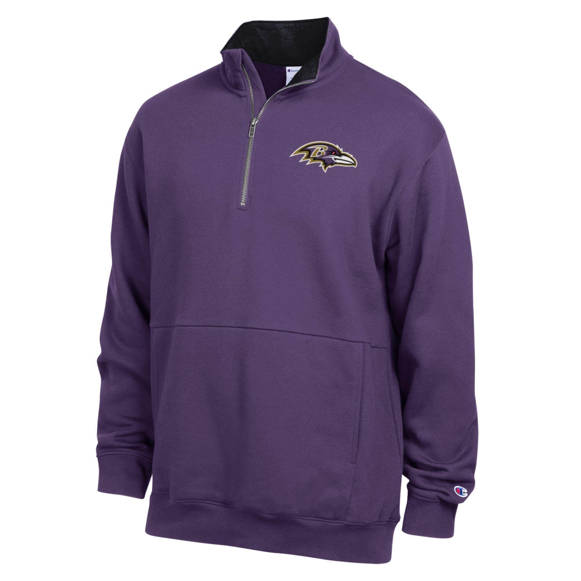 Pull-over en polaire à col zippé Champion violet et noir Baltimore Ravens pour homme