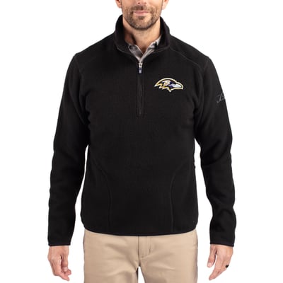 Baltimore Ravens Cutter & Buck Cascade Eco Sherpa Fleece Quarter-Zip Pullover Jacket - Black