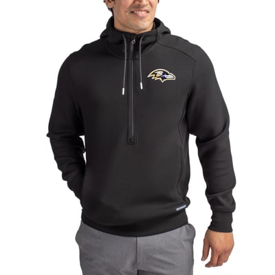 Baltimore Ravens Cutter & Buck Primary Mark Roam Eco Recycled Half-Zip Pullover Hoodie - Black