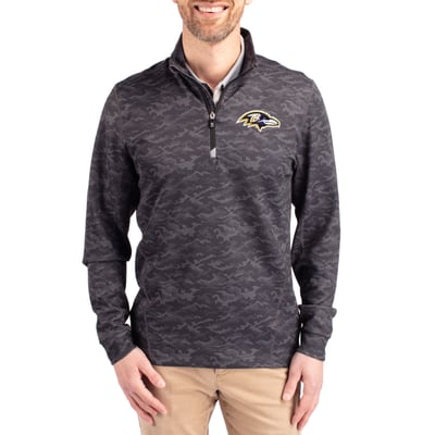 Baltimore Ravens Cutter & Buck   Traverse Camo Print Stretch Quarter-Zip Top - Black