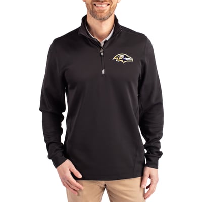 Baltimore Ravens Cutter & Buck Traverse Quarter-Zip Pullover Jacket - Black