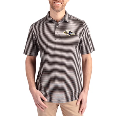 Baltimore Ravens Cutter & Buck Virtue Eco Pique Stripe Recycled Polo - Black