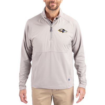 Baltimore Ravens Cutter & Buck Adapt Eco Knit Hybrid Recycled Quarter-Zip Raglan Jacket - Gray