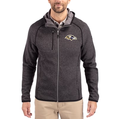 Baltimore Ravens Cutter & Buck  Mainsail Full-Zip Hooded Jacket - Heather Charcoal