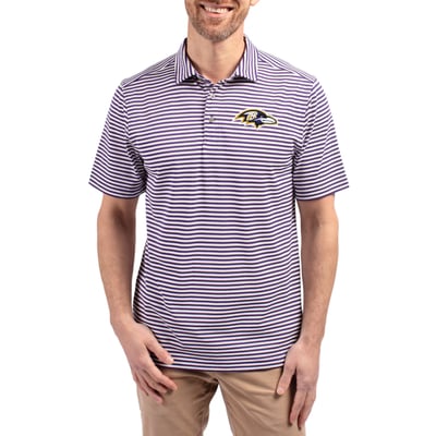Baltimore Ravens Cutter & Buck Virtue Eco Pique Stripe Recycled Polo - Purple