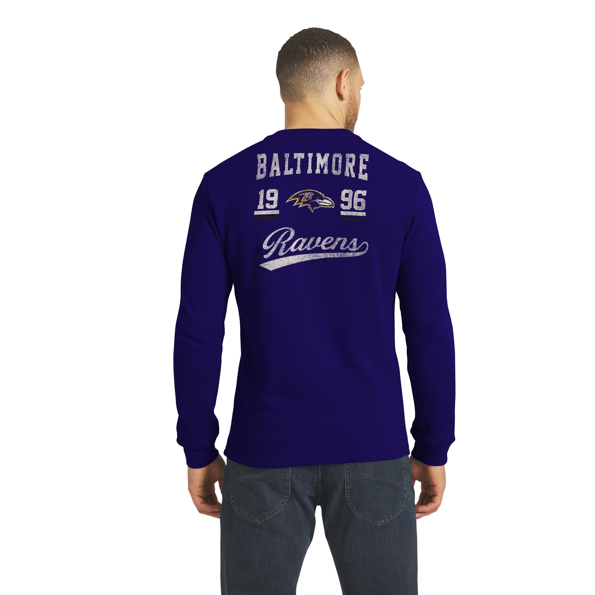Collection Darius Rucker pour homme par Fanatics - T-shirt Henley à manches longues en maille gaufrée violette des Ravens de Baltimore