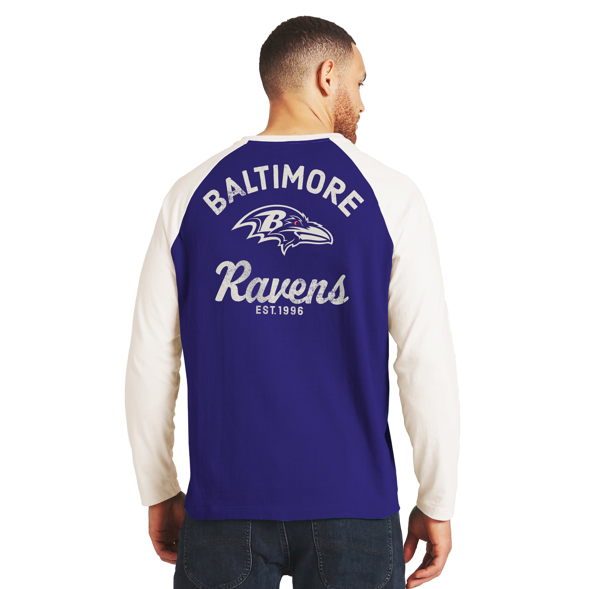 T-shirt à manches longues Henley violet/crème Baltimore Ravens de la collection Darius Rucker pour homme par Fanatics