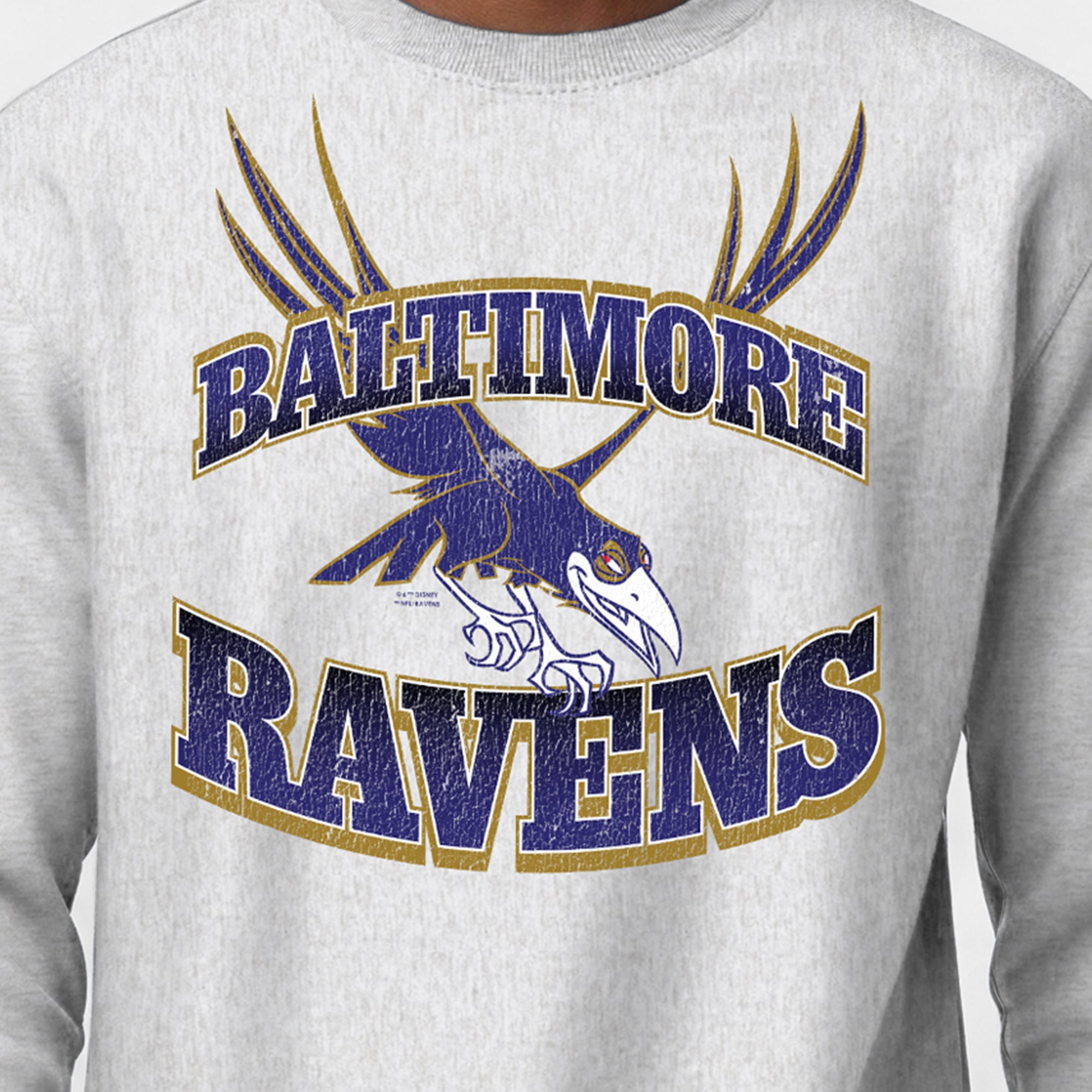 Sweat-shirt homme Disney x Champion gris chiné Baltimore Ravens Diablo Reverse Weave