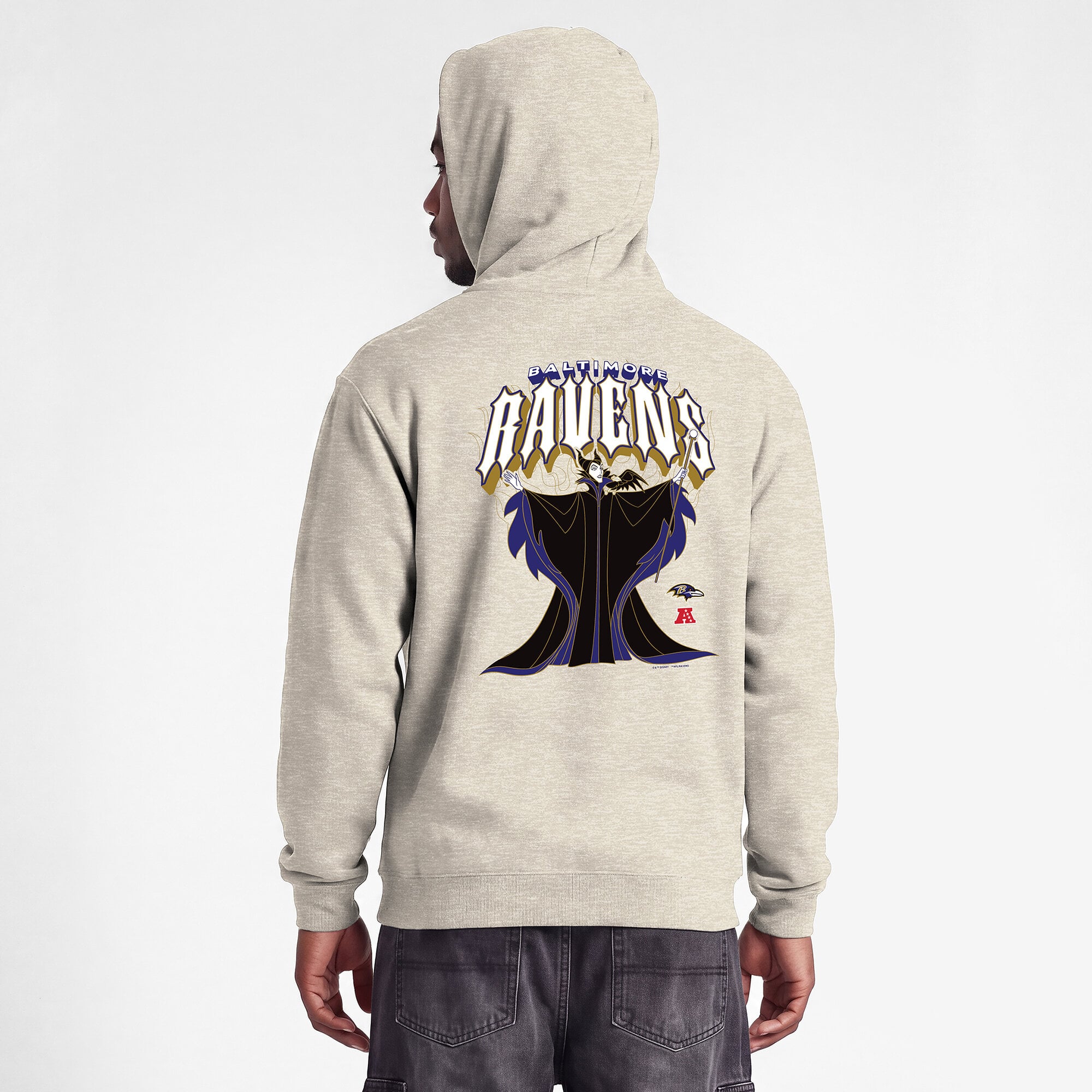 Sweat à capuche homme Disney x Champion Oatmeal Baltimore Ravens Powerblend Fullback