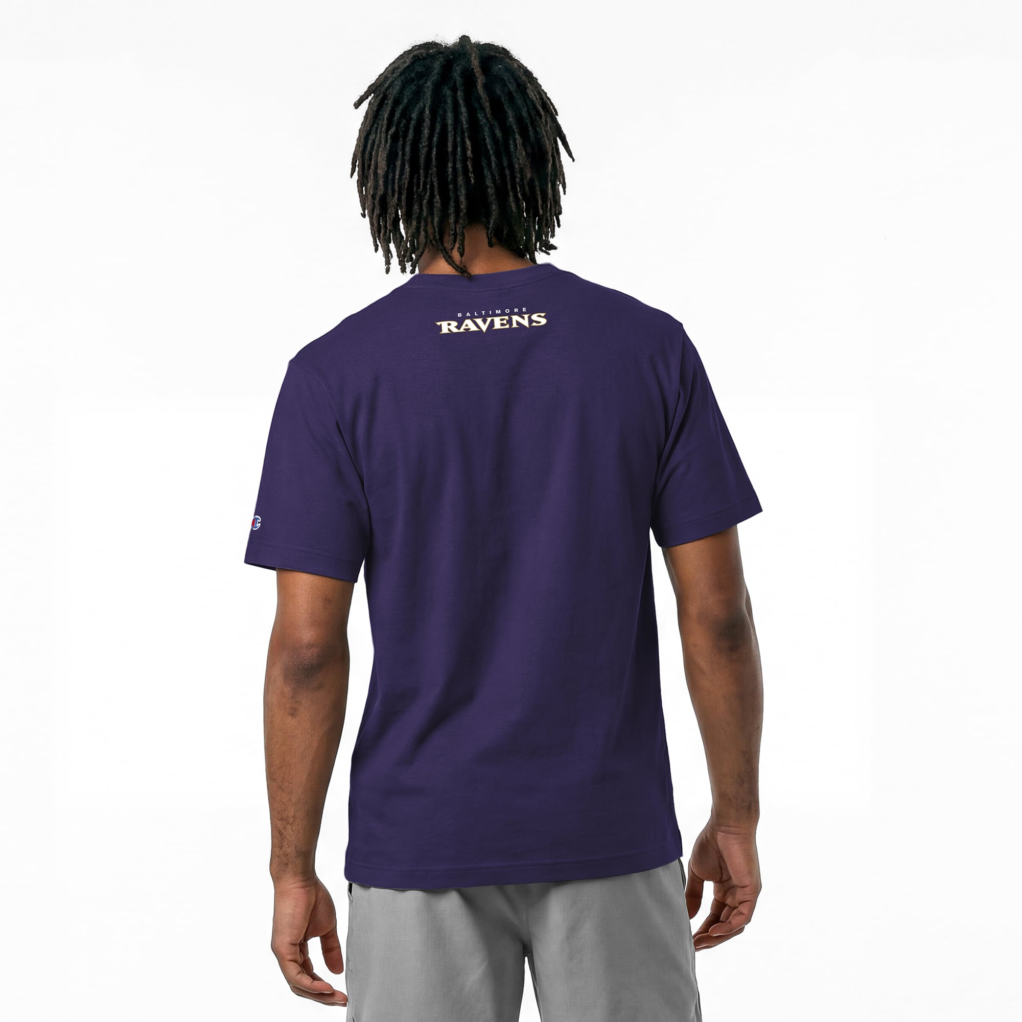 T-shirt homme Disney x Champion violet Baltimore Ravens Maléfique et Diablo All-Star