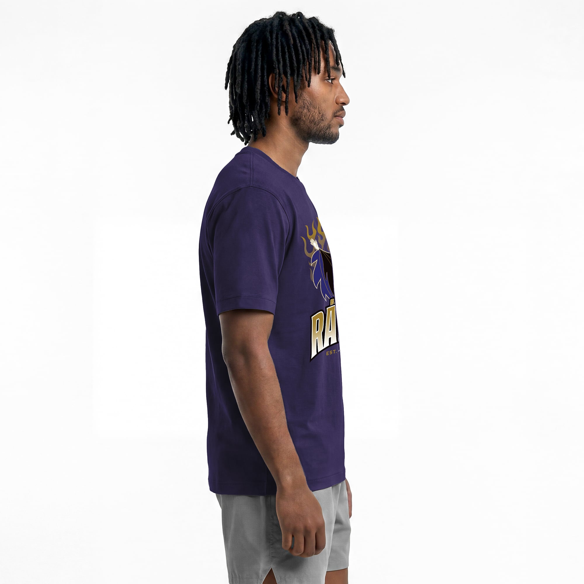 T-shirt homme Disney x Champion violet Baltimore Ravens Maléfique et Diablo All-Star