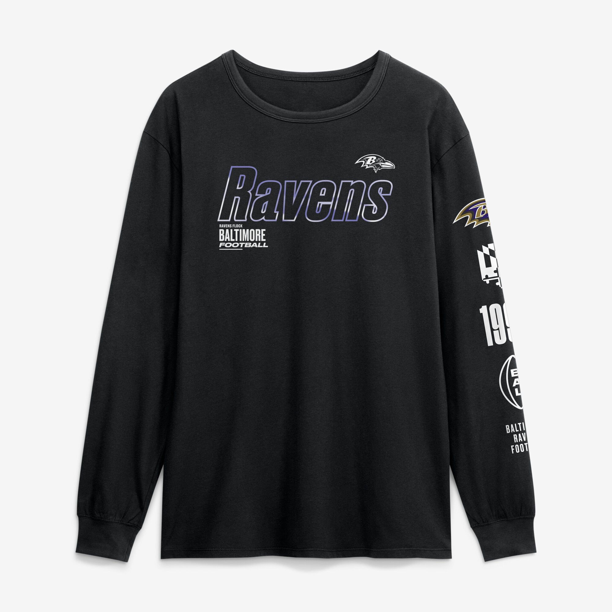 T-shirt à manches longues Fanatics Black Baltimore Ravens Checkdown Pass pour homme