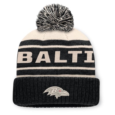 Baltimore Ravens Fanatics Men's Cuffed Knit Hat with Pom - Black