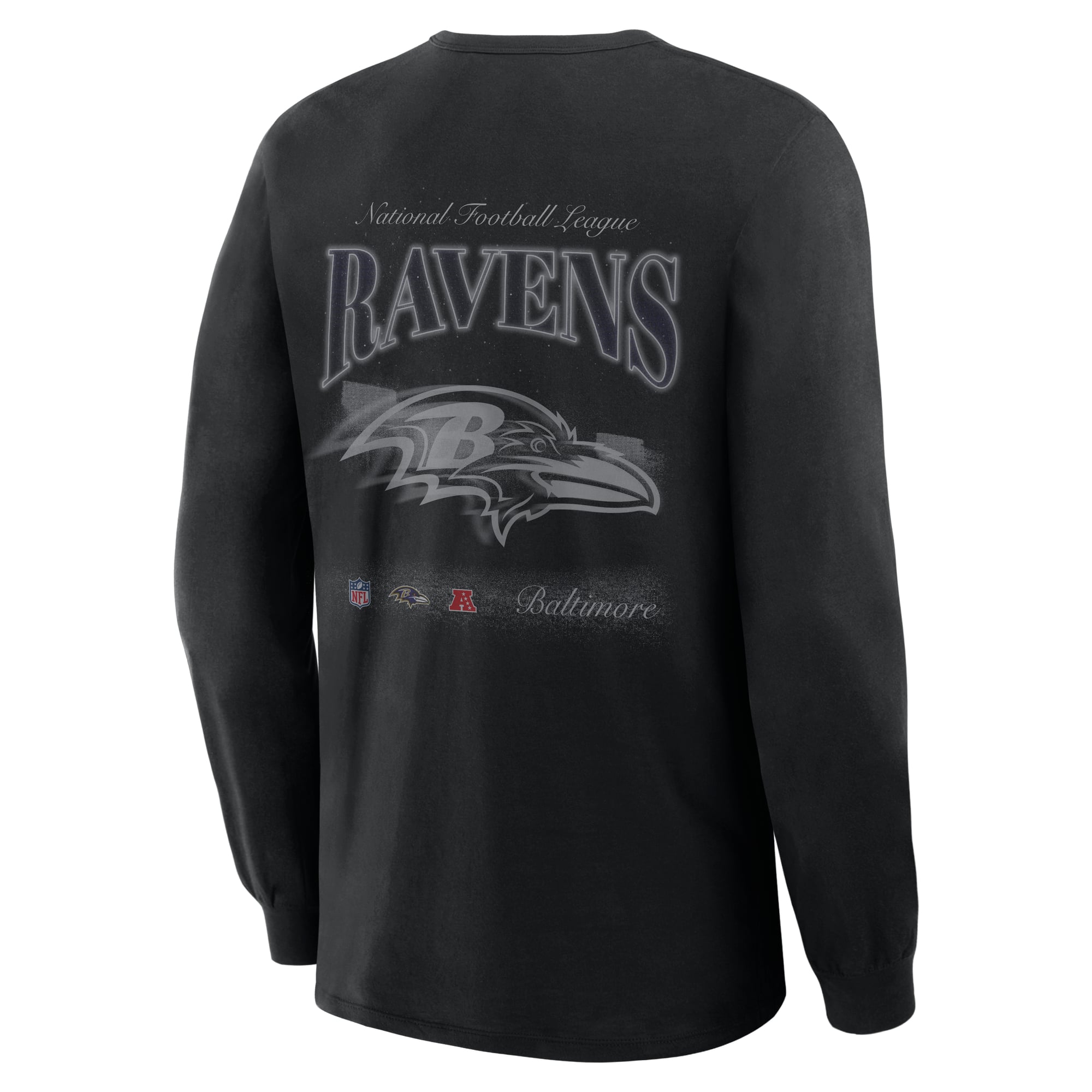 T-shirt à manches longues Fanatics Black Baltimore Ravens Midnight Falls pour homme