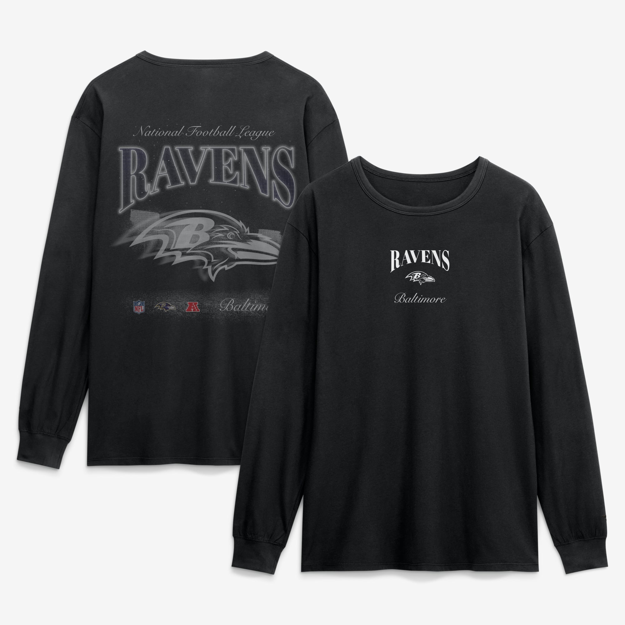 T-shirt à manches longues Fanatics Black Baltimore Ravens Midnight Falls pour homme