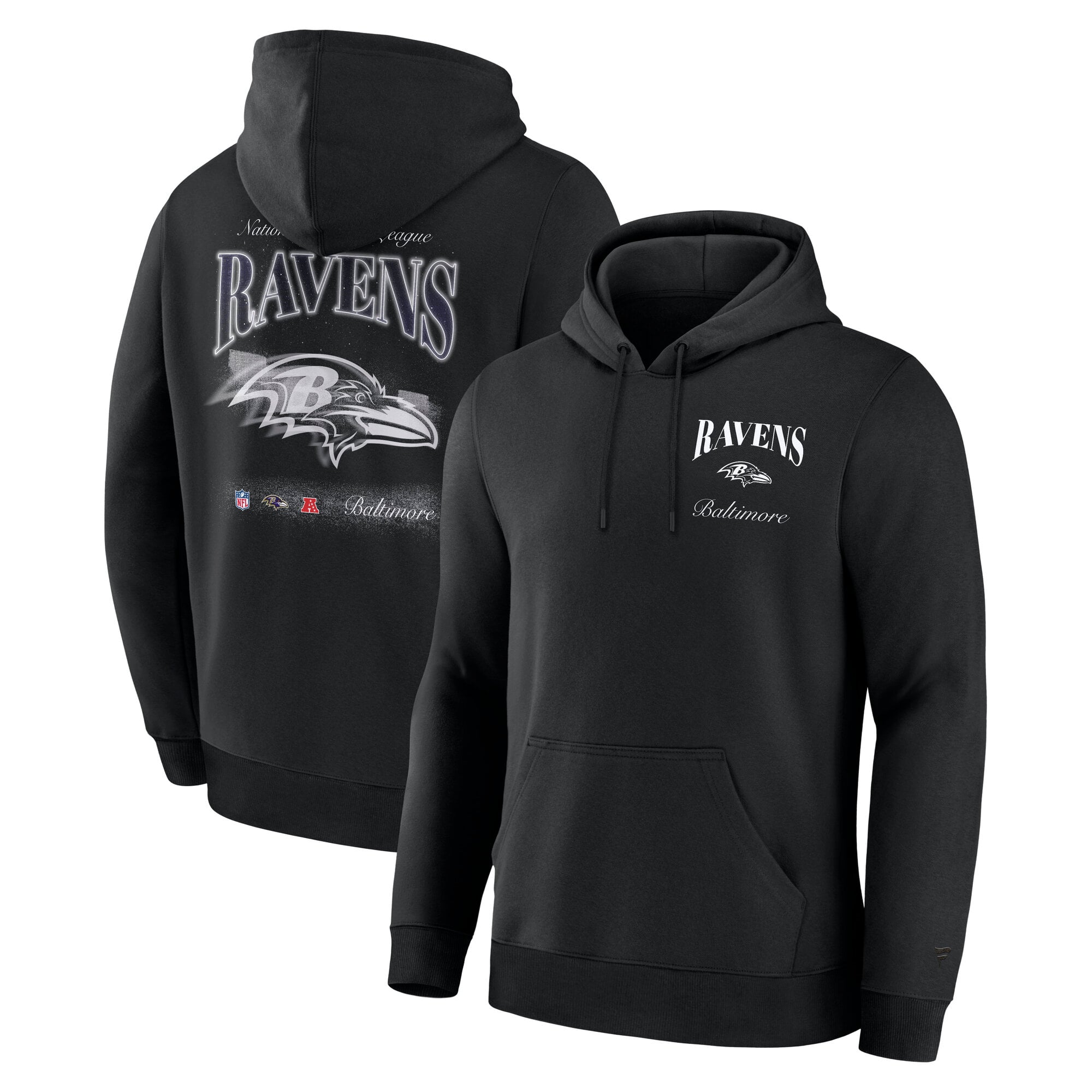Men's Fanatics Black Baltimore Ravens Nightfall Long Sleeve Fleece Hoodie