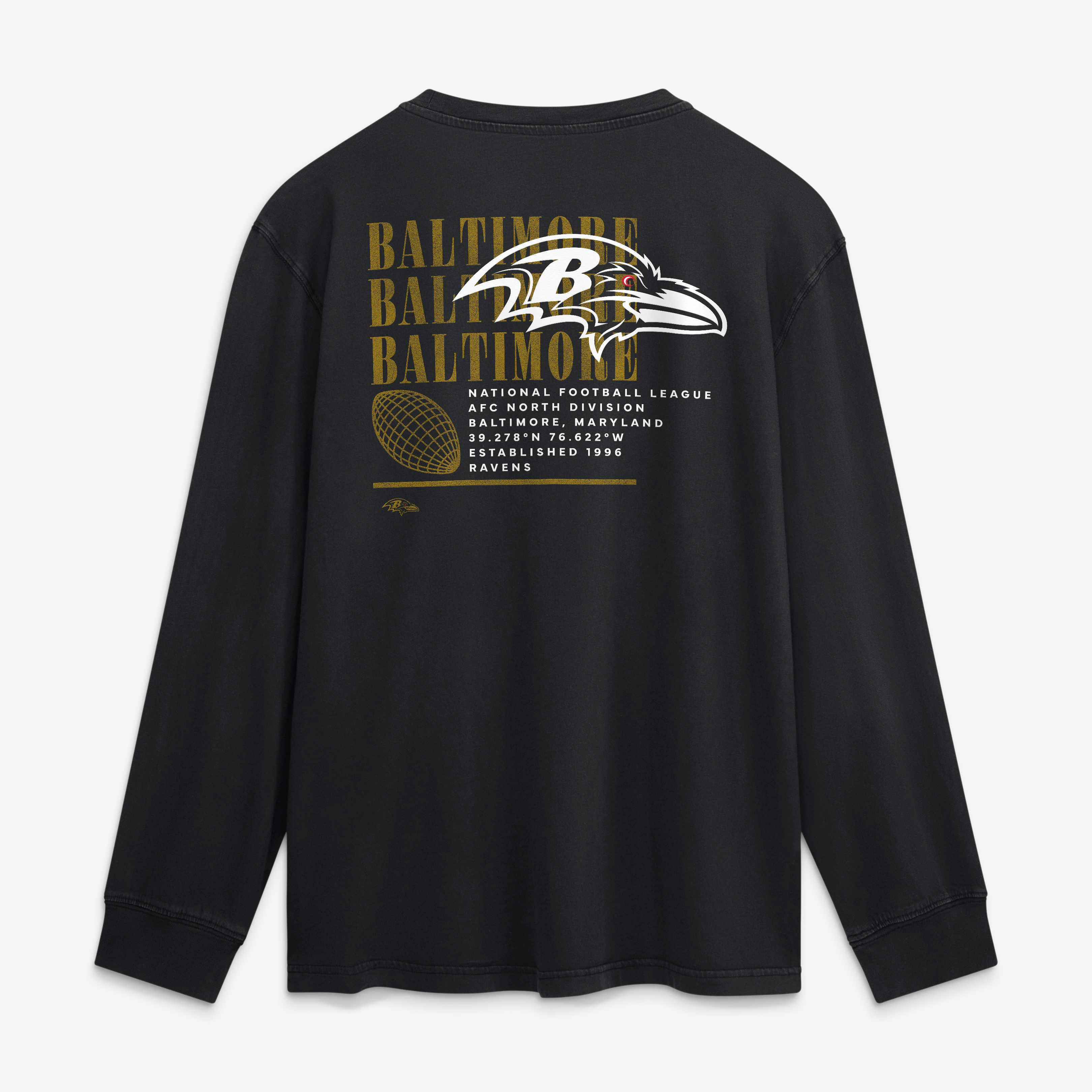 Men's Fanatics Black Baltimore Ravens Relaxed Fullback Drive Long Sleeve Fashion Top