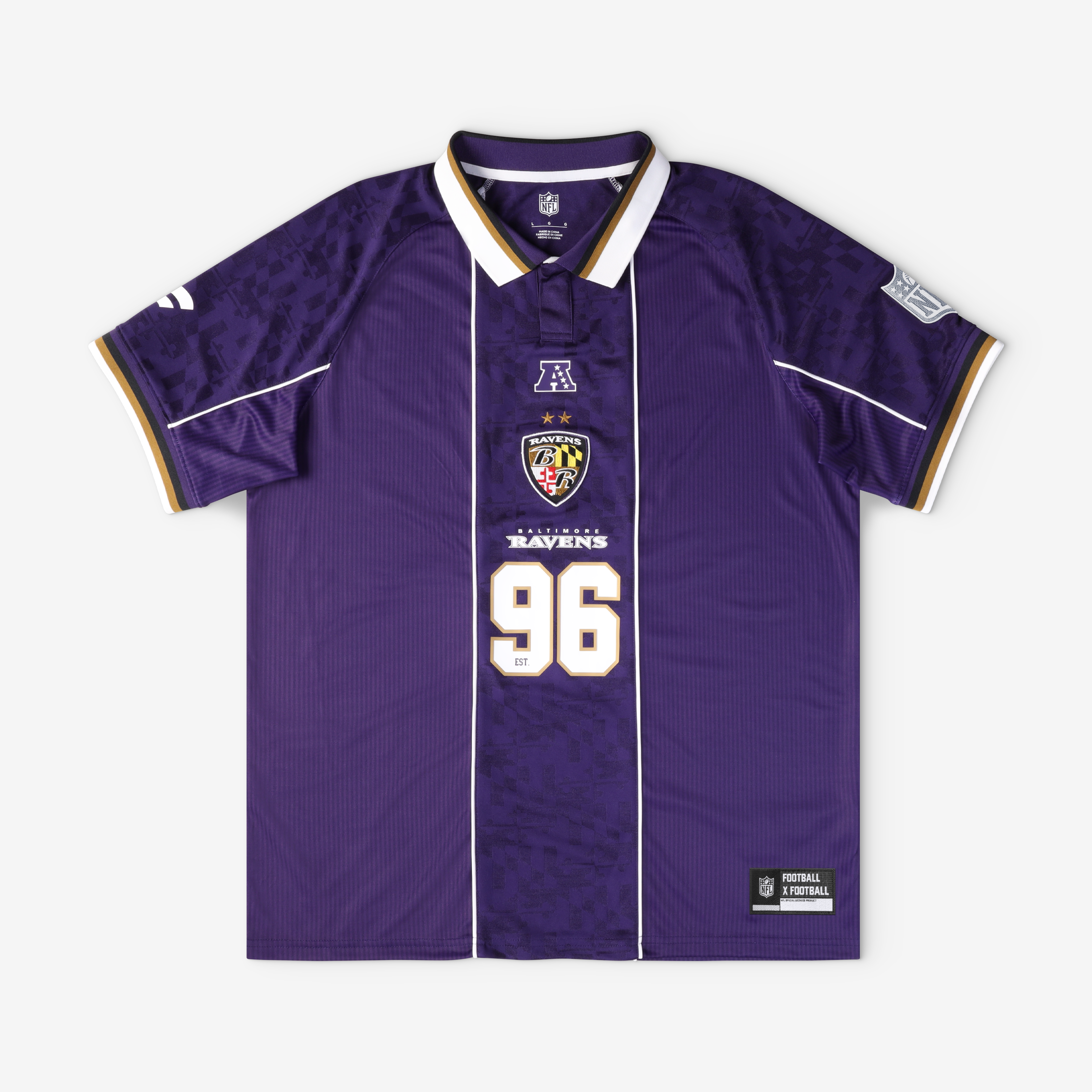 Men's Fanatics Purple Baltimore Ravens Football x Collared Fan Top