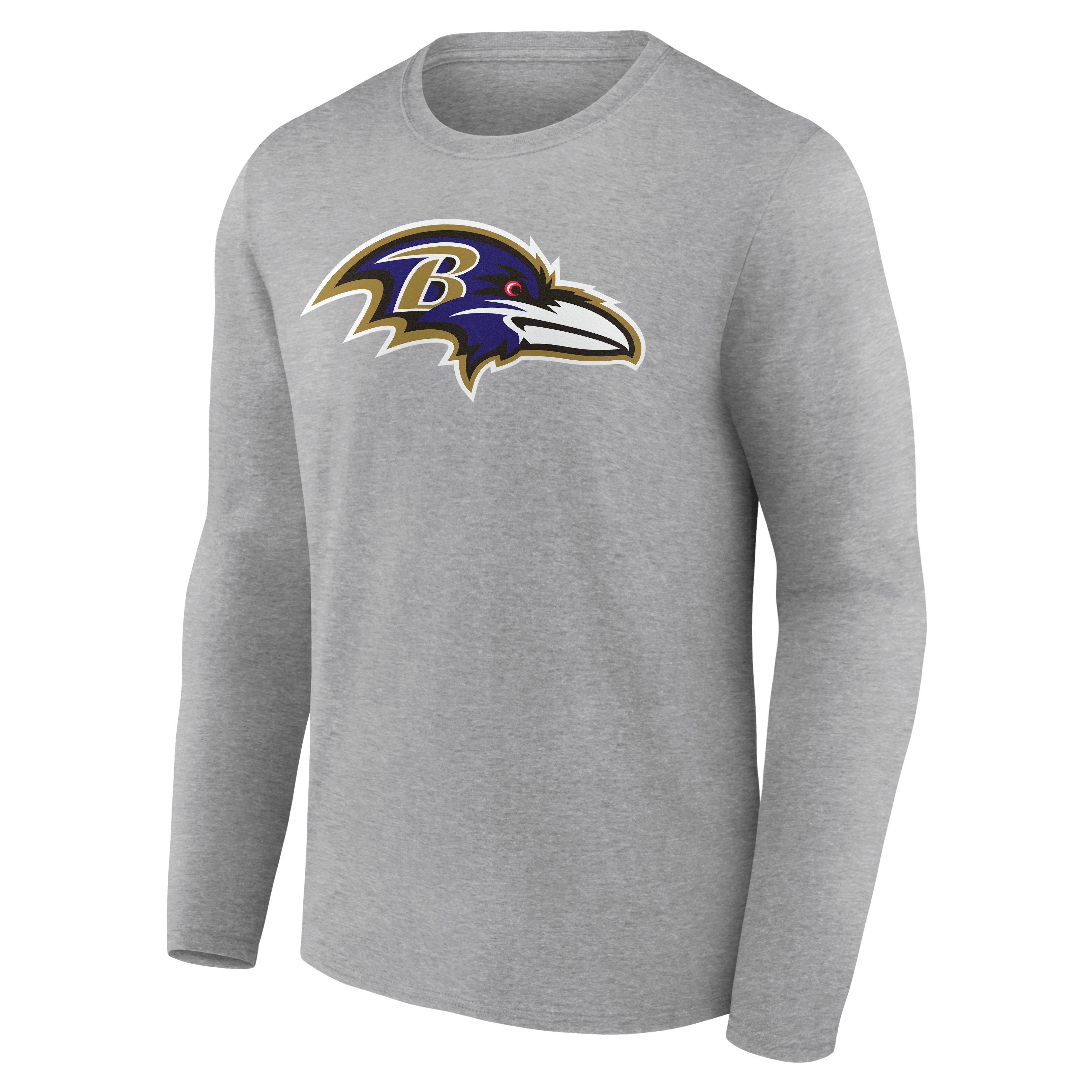 T-shirt à manches longues gris authentique pour homme des Ravens de Baltimore, personnalisé avec nom et numéro.