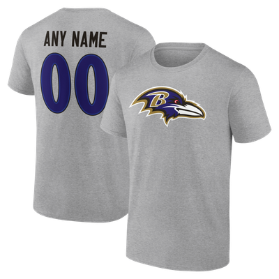 Baltimore Ravens  Team Authentic Personalized Name & Number T-Shirt - Gray