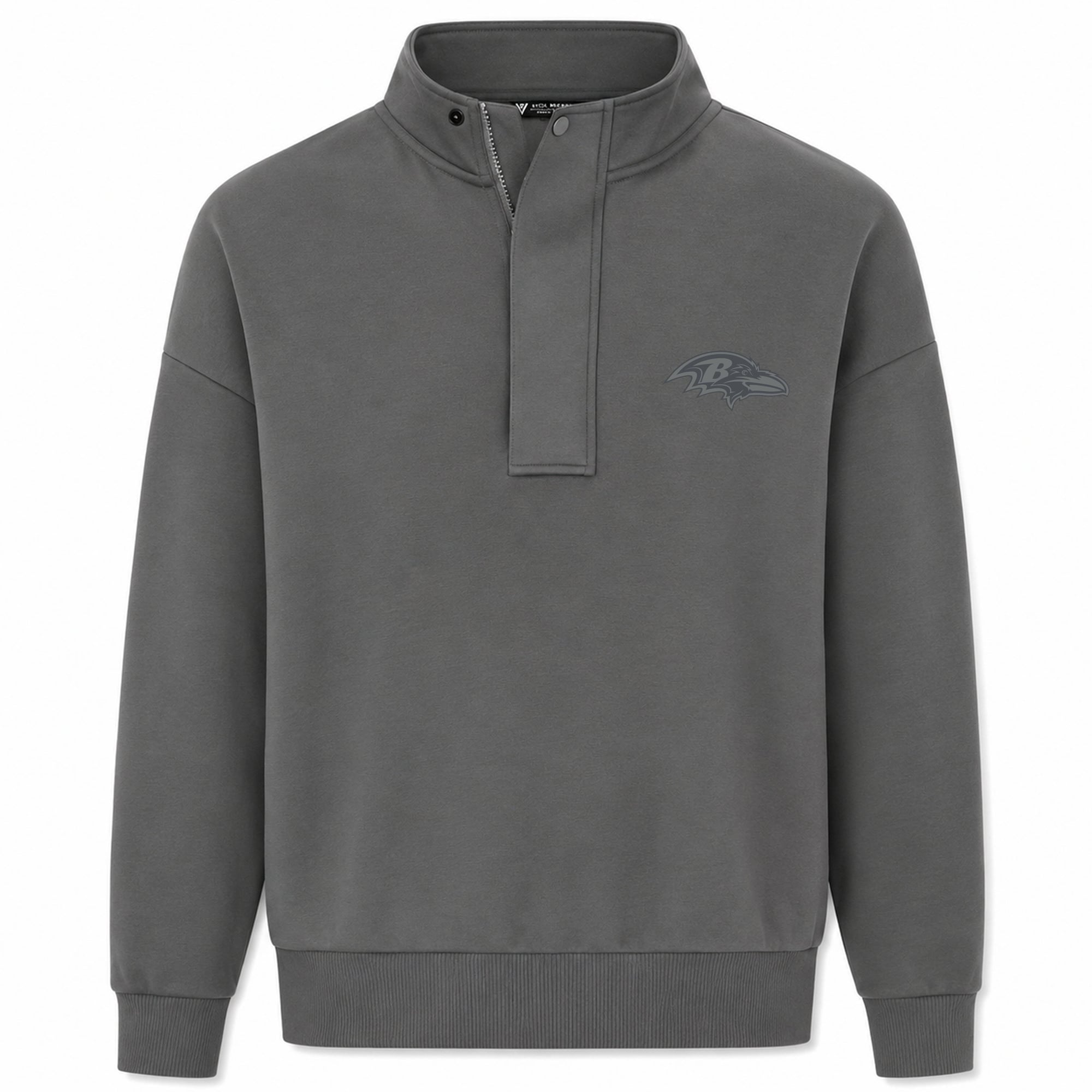 Pull à col zippé Levelwear gris Baltimore Ravens Core Logo Luxe Stein pour homme
