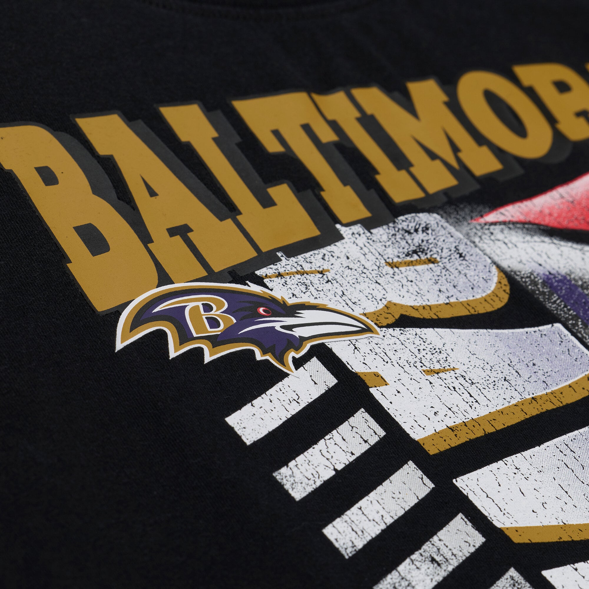 T-shirt à manches courtes Mitchell & Ness noir Baltimore Ravens Core Essentials Street Graphic pour homme